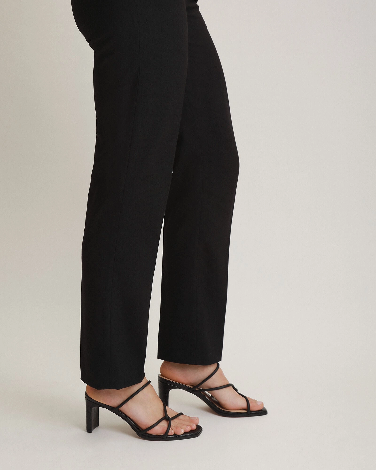 Novi Mid Heel Sandals Black Leather Utility In Style Urban Inspired