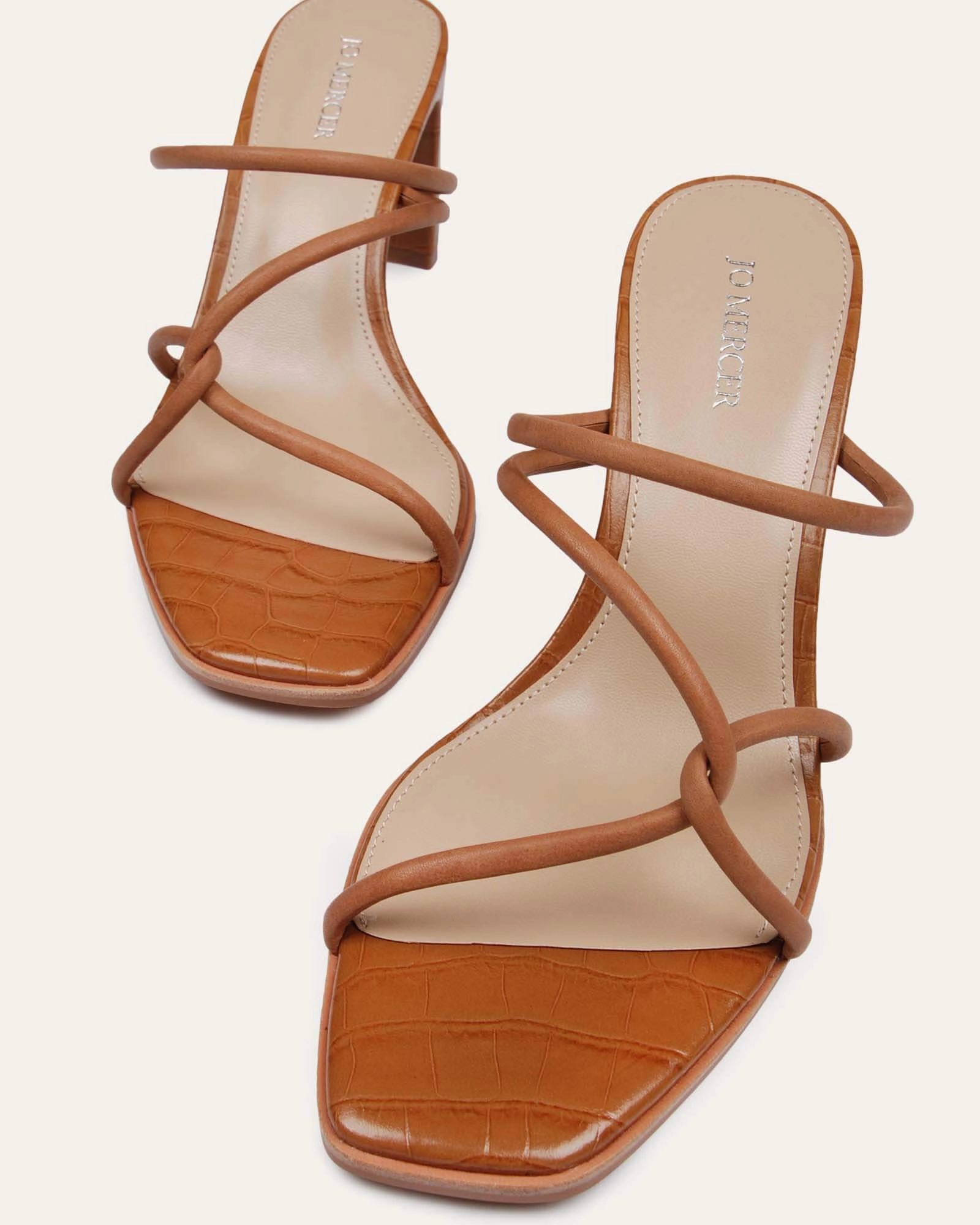 Core Function Novi Mid Heel Sandals Tan Leather