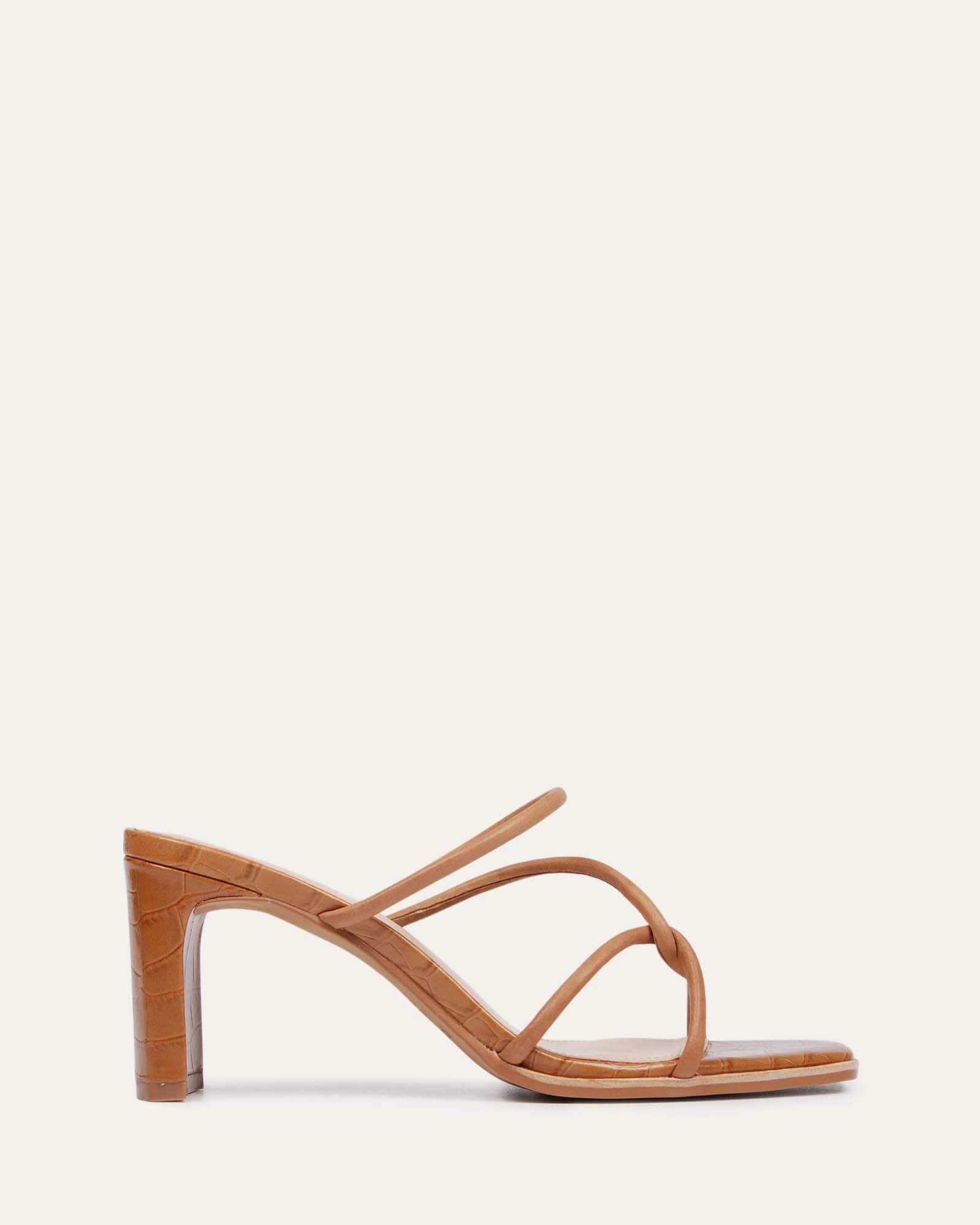 Daily Wear Novi Mid Heel Sandals Tan Leather