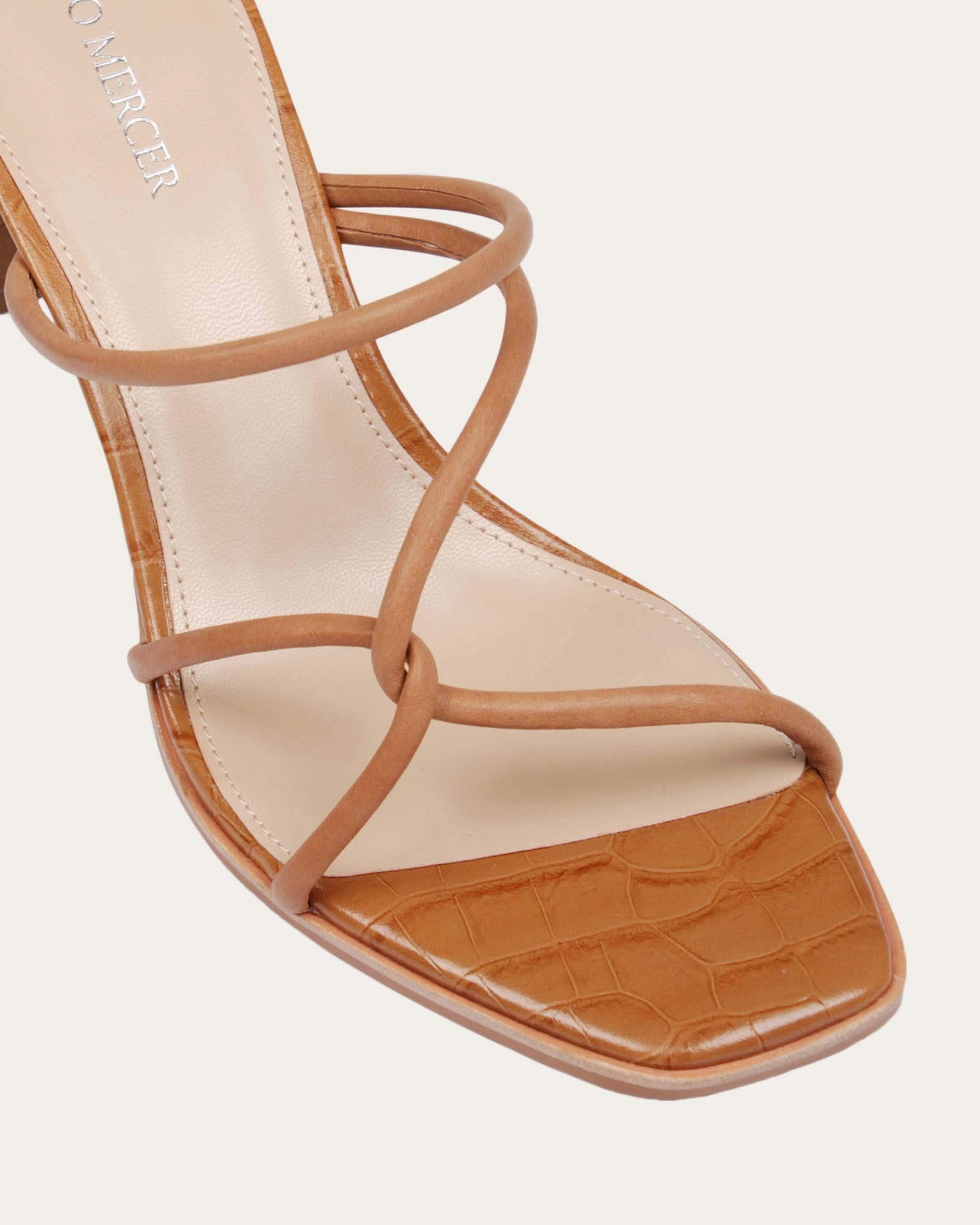 Novi Mid Heel Sandals Tan Leather Modular Wear Purely You