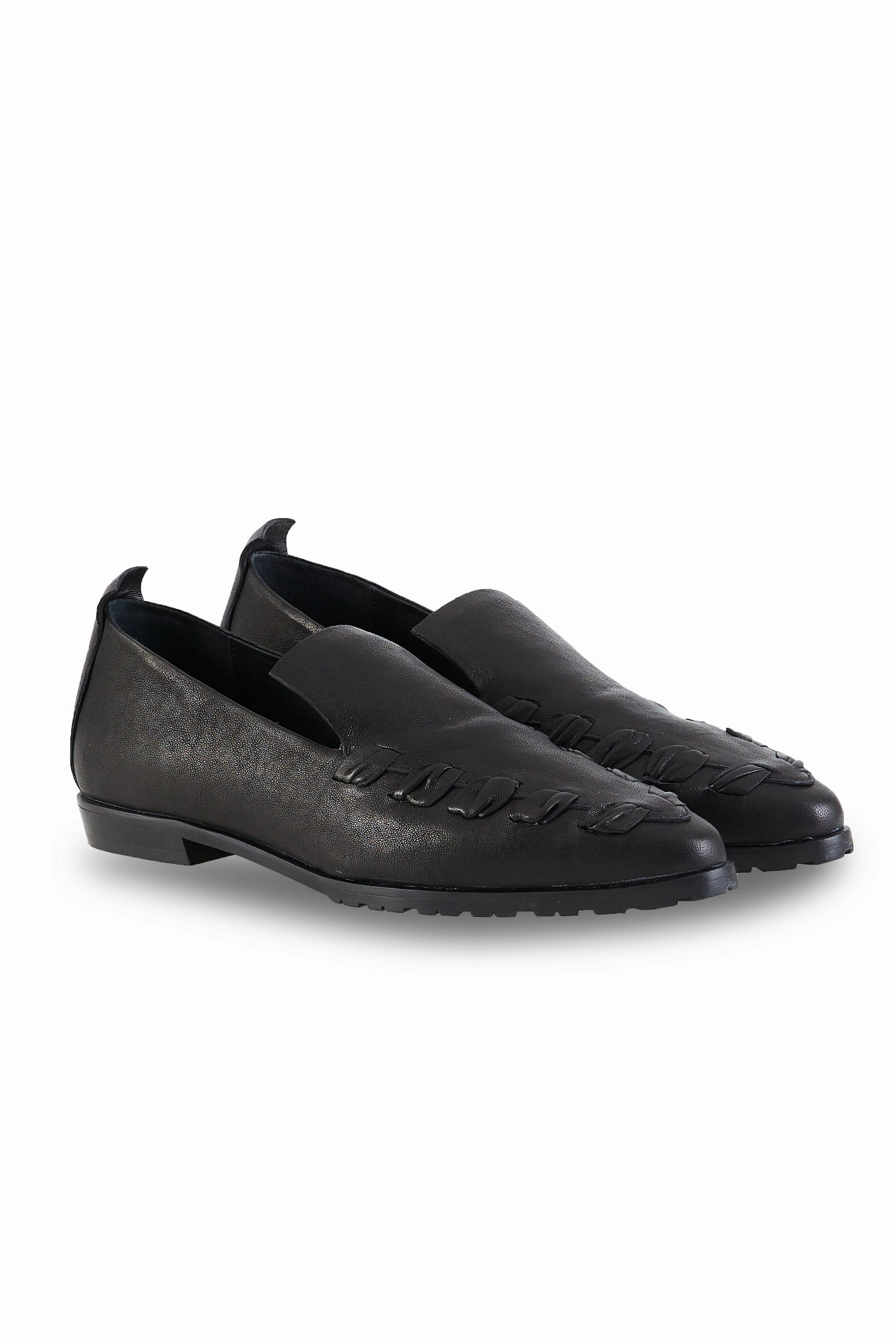 Versatile Rhythm Old Iron Ricamo Leather Loafer In Nero