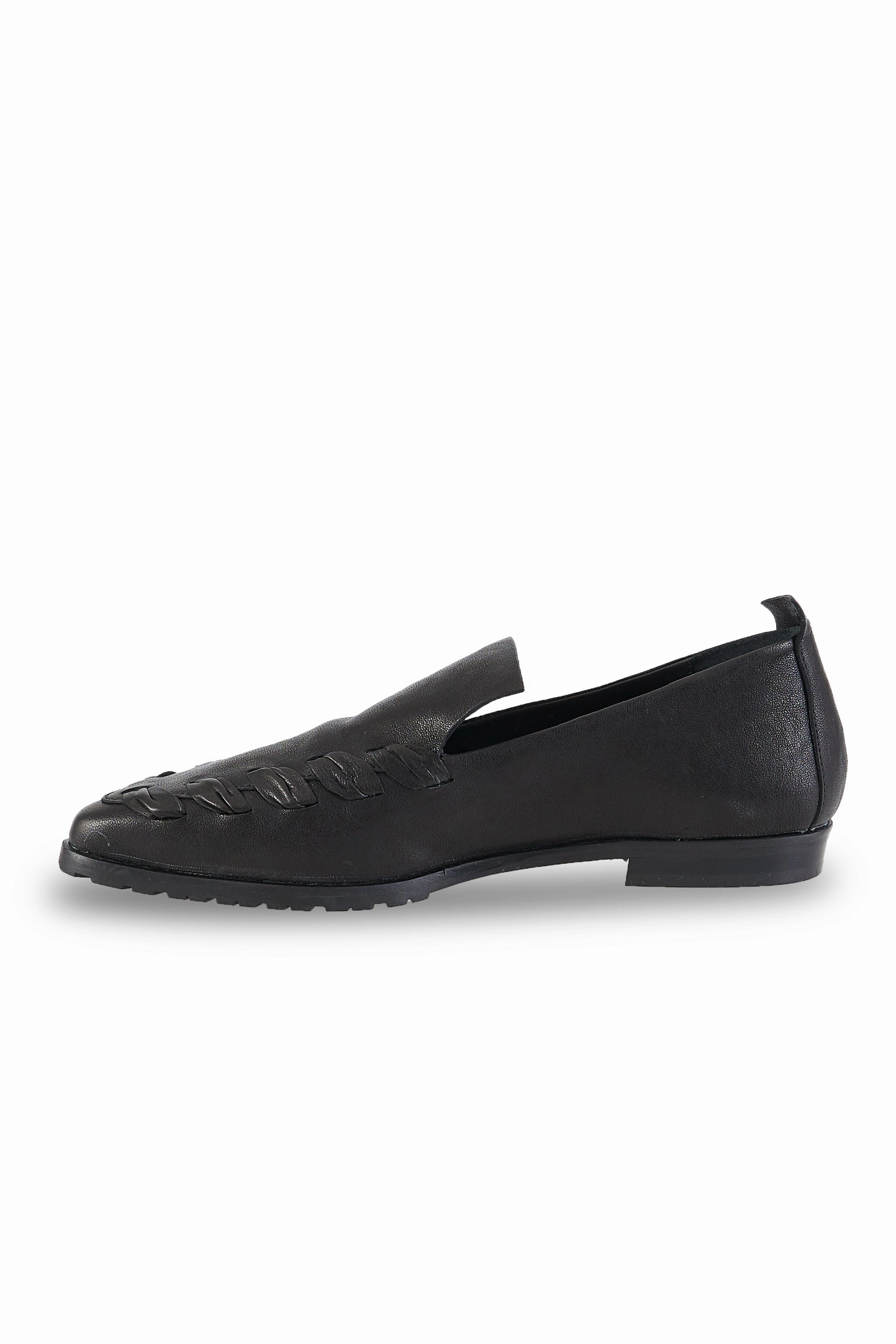 Modern Tone Old Iron Ricamo Leather Loafer In Nero