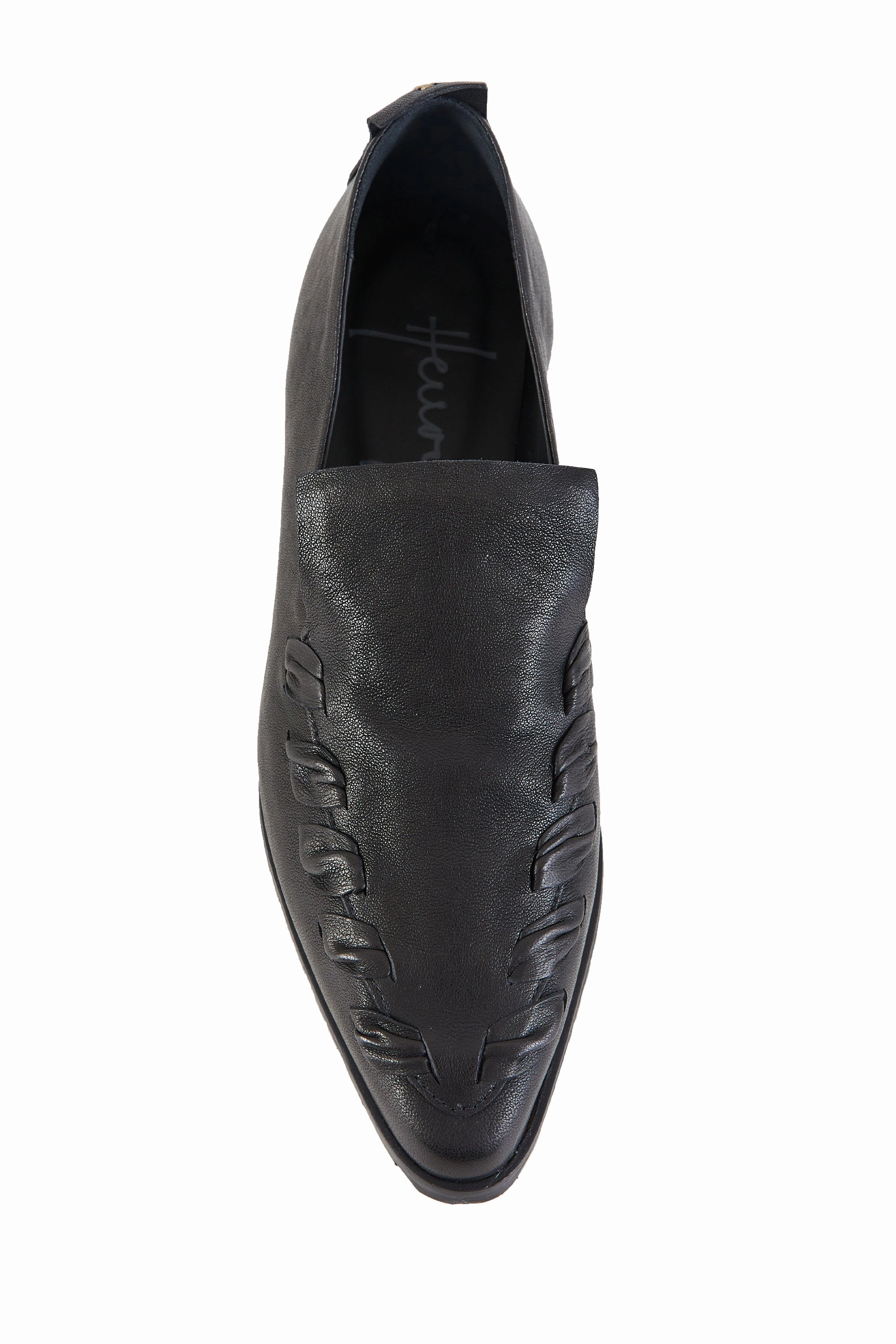 Day-To-Night Fit Old Iron Ricamo Leather Loafer In Nero