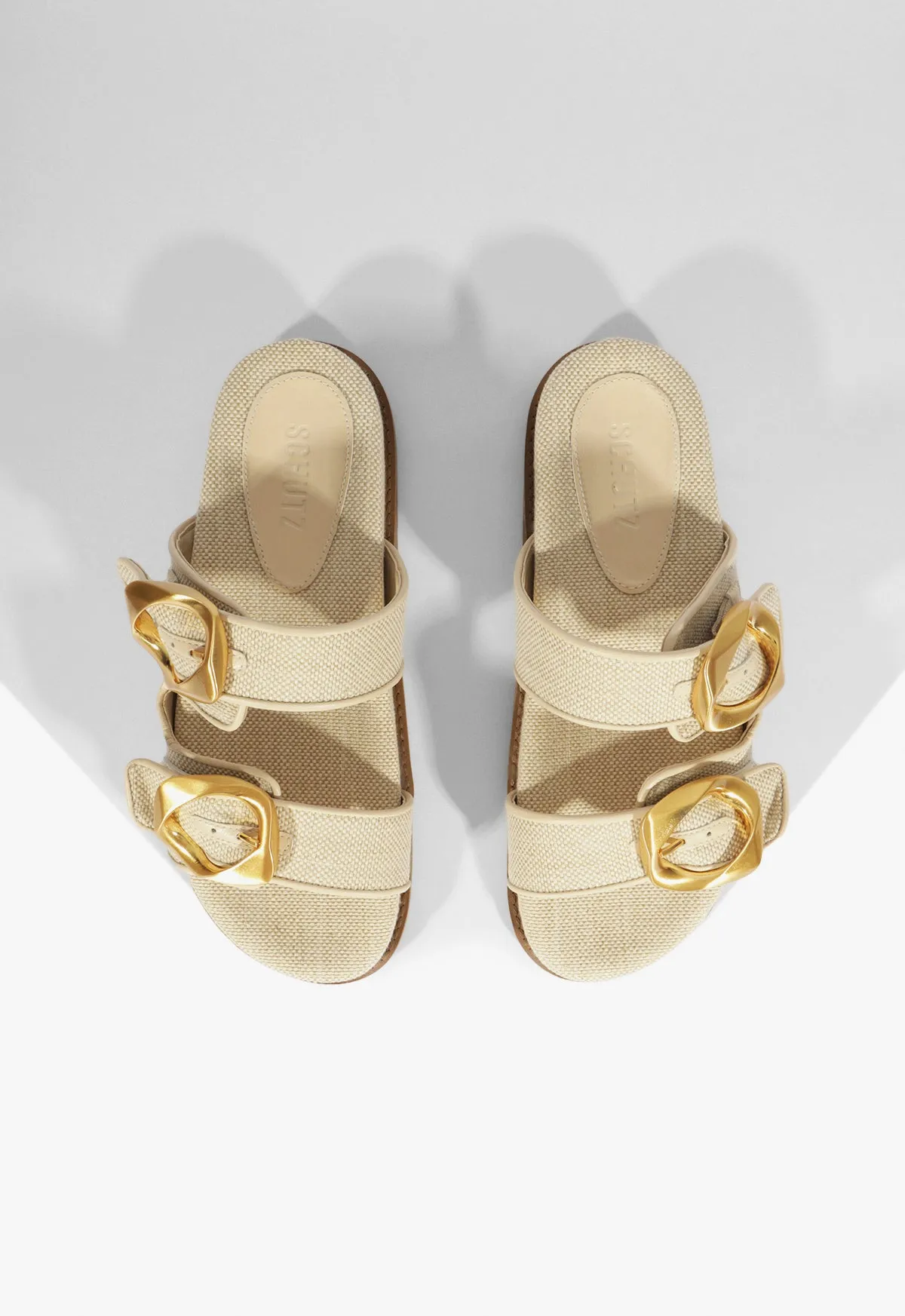 Olga Beige Linen Sporty Sandal Motion-Wear Daily