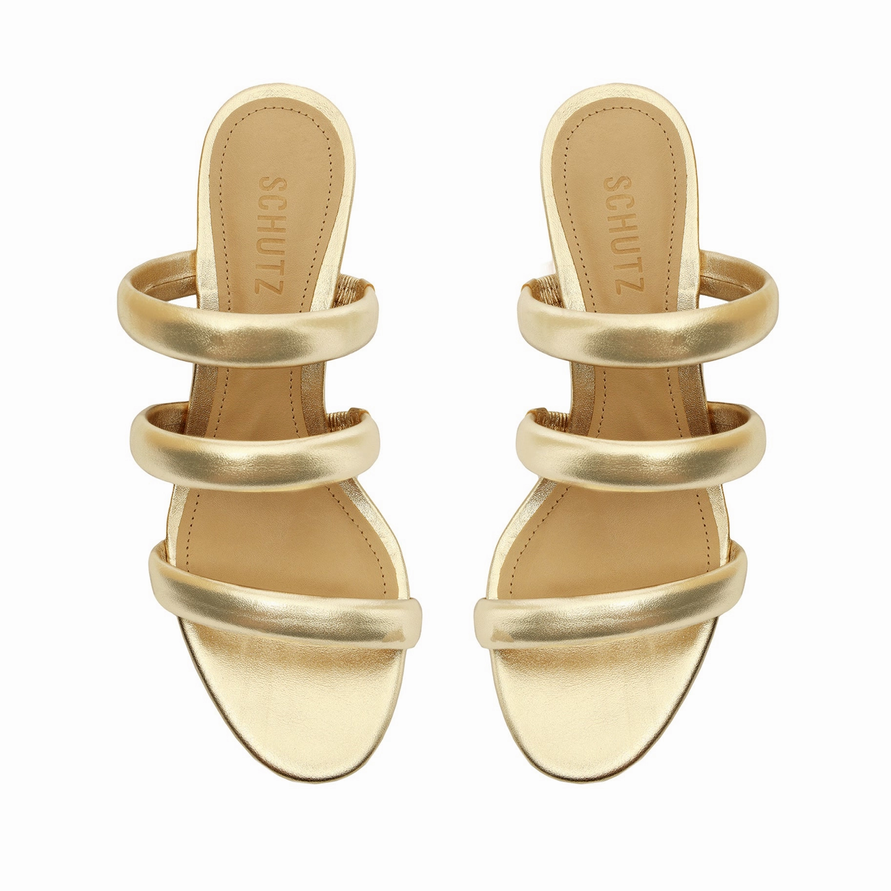 Modern Utility Olly Mid Block Metallic Leather Sandal