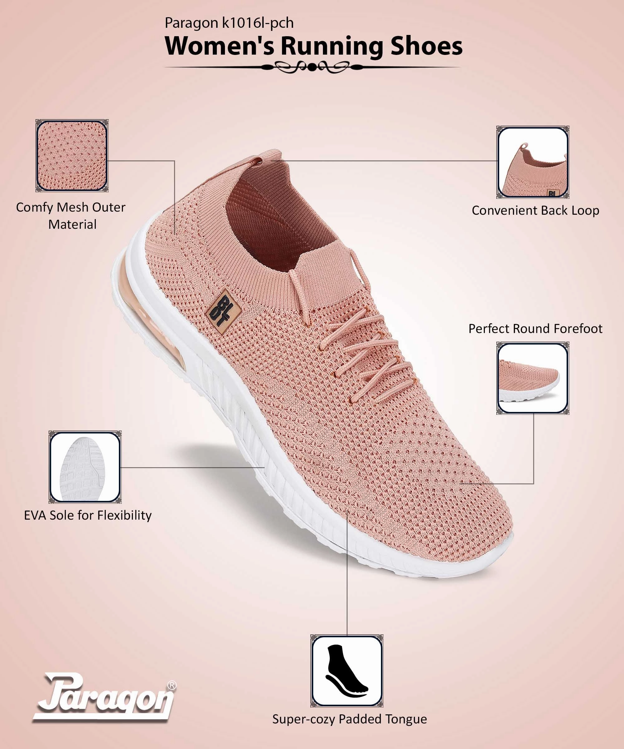 Day-Built Essential Gear Paragon K1016L Women Sports Shoes | Walking Running Gym Shoes | Breathable Comfortable Sole With Cushioning