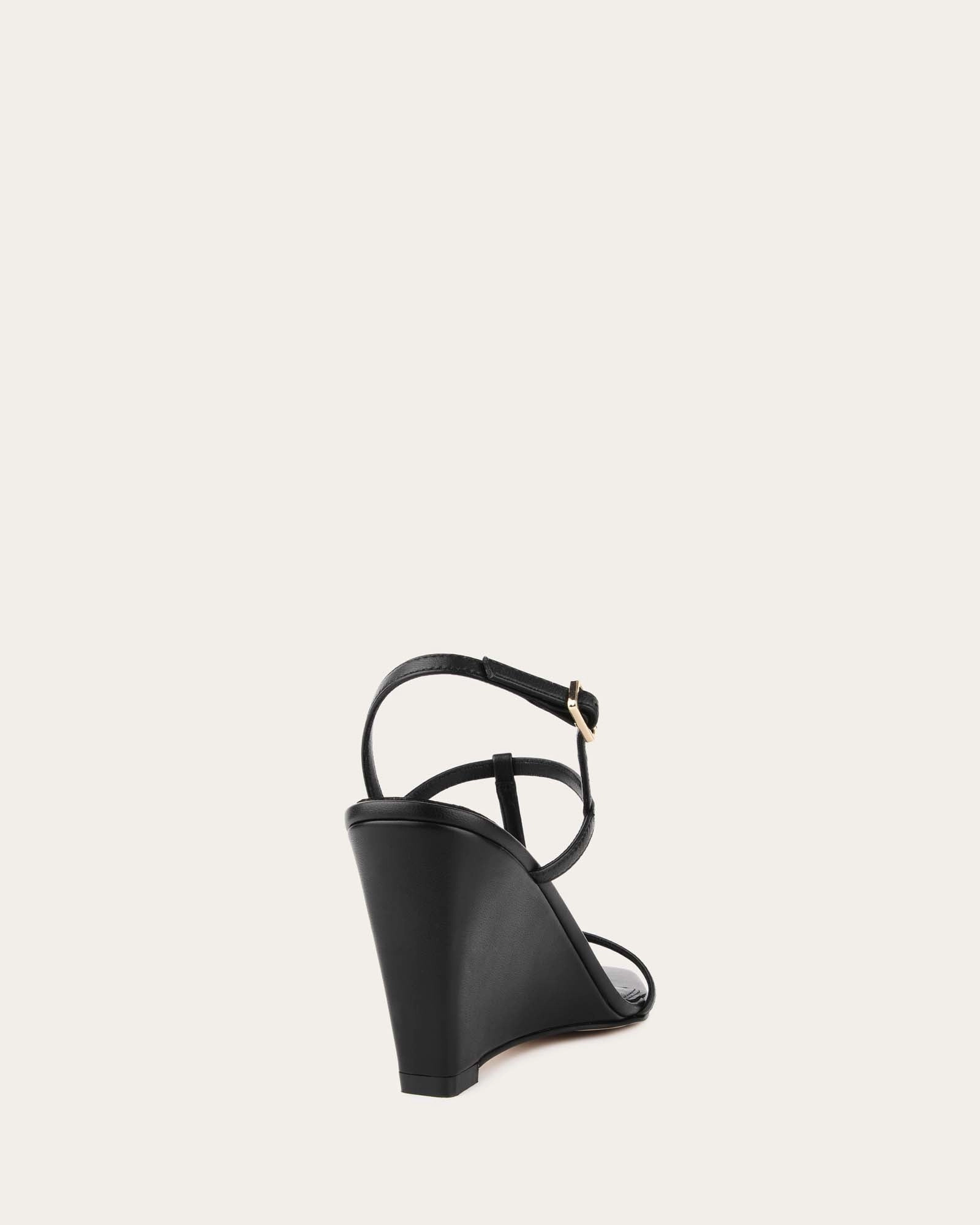 Optimized Form Ophelia Mid Heel Wedges Black Leather