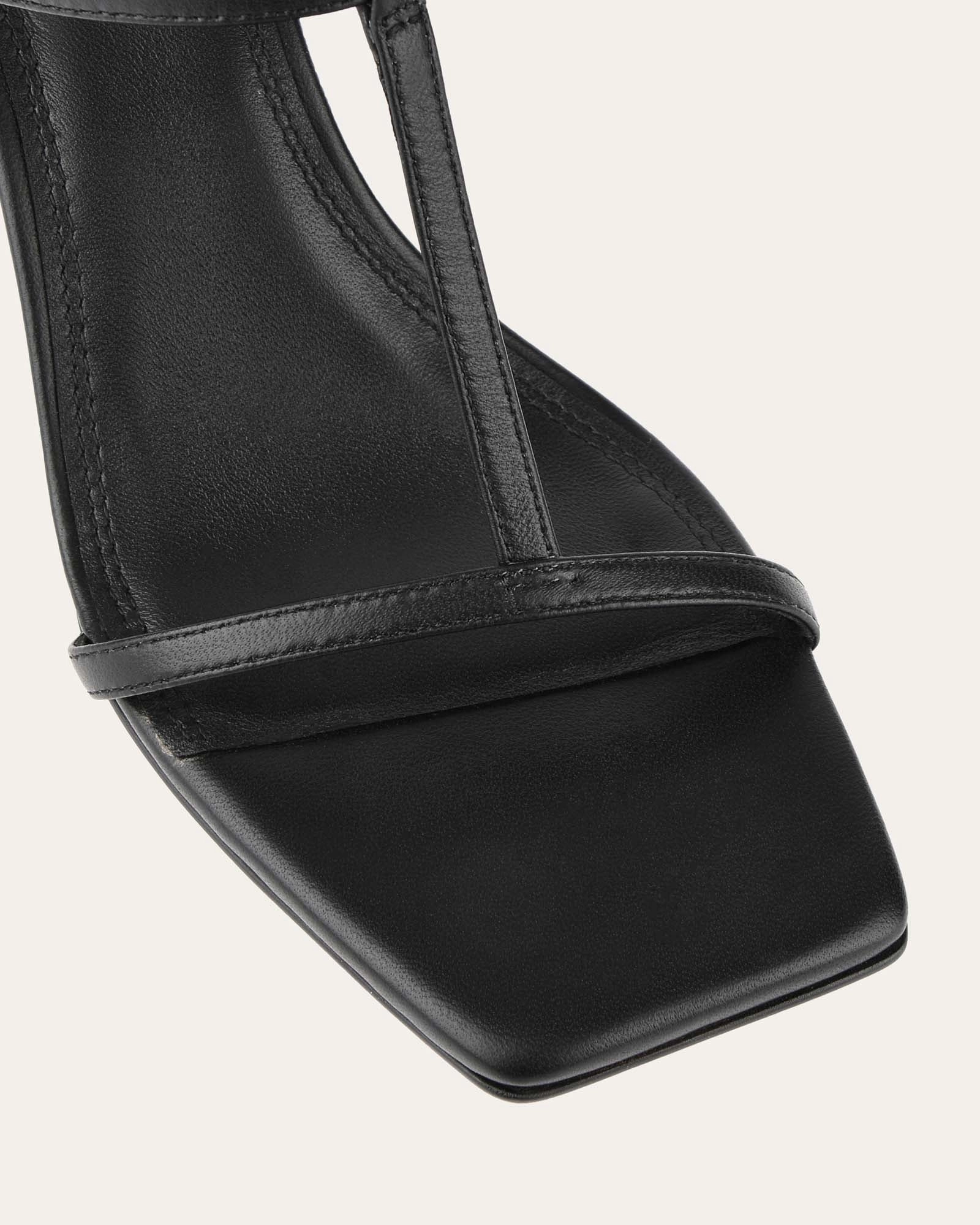 Ophelia Mid Heel Wedges Black Leather Style In Balance
