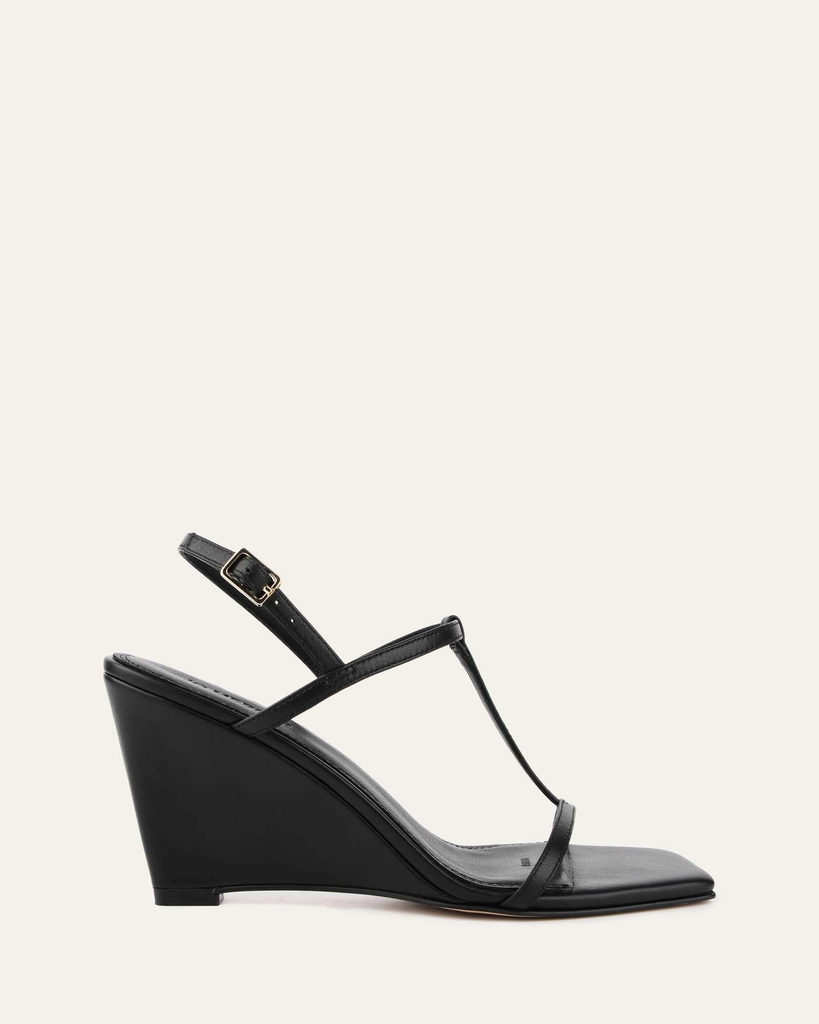 Shaped For Flow Everyday Comfort Ophelia Mid Heel Wedges Black Leather
