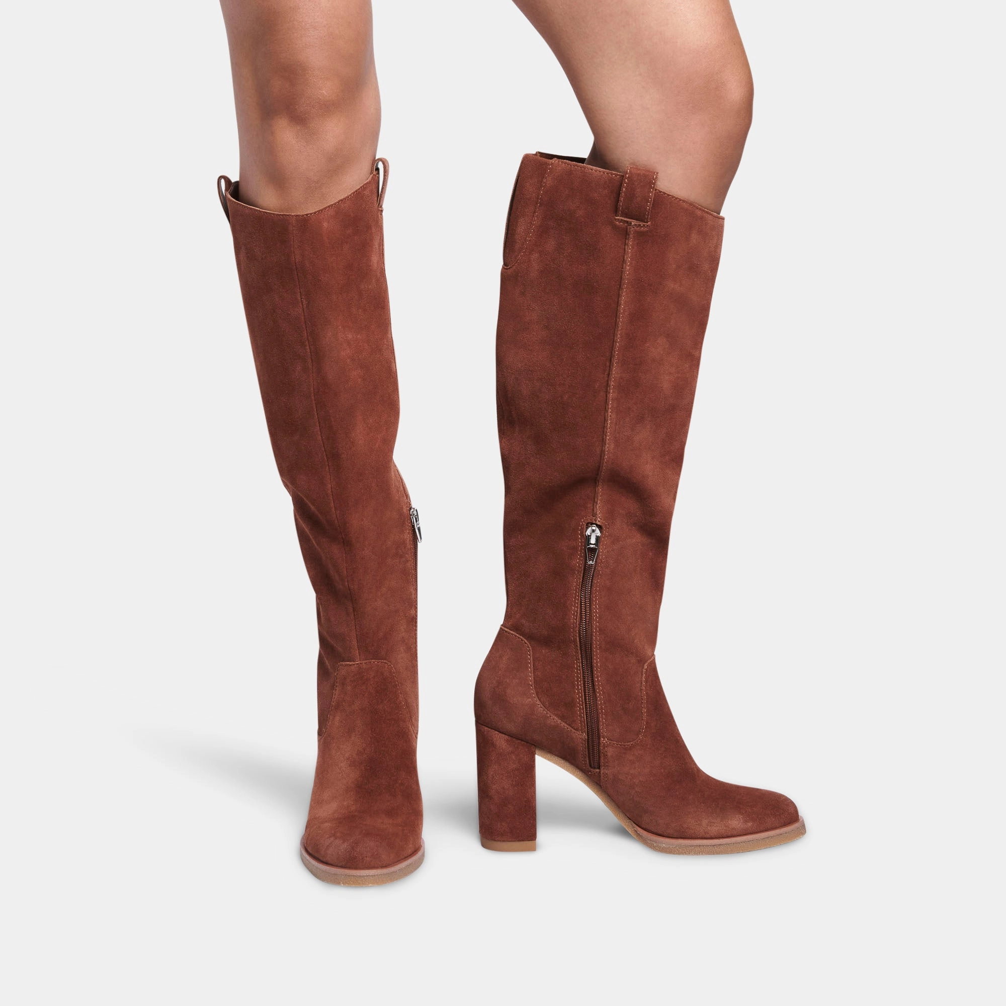 Sarie Boots Brandy Suede Ease-Forward Fit Fluid-Form Design