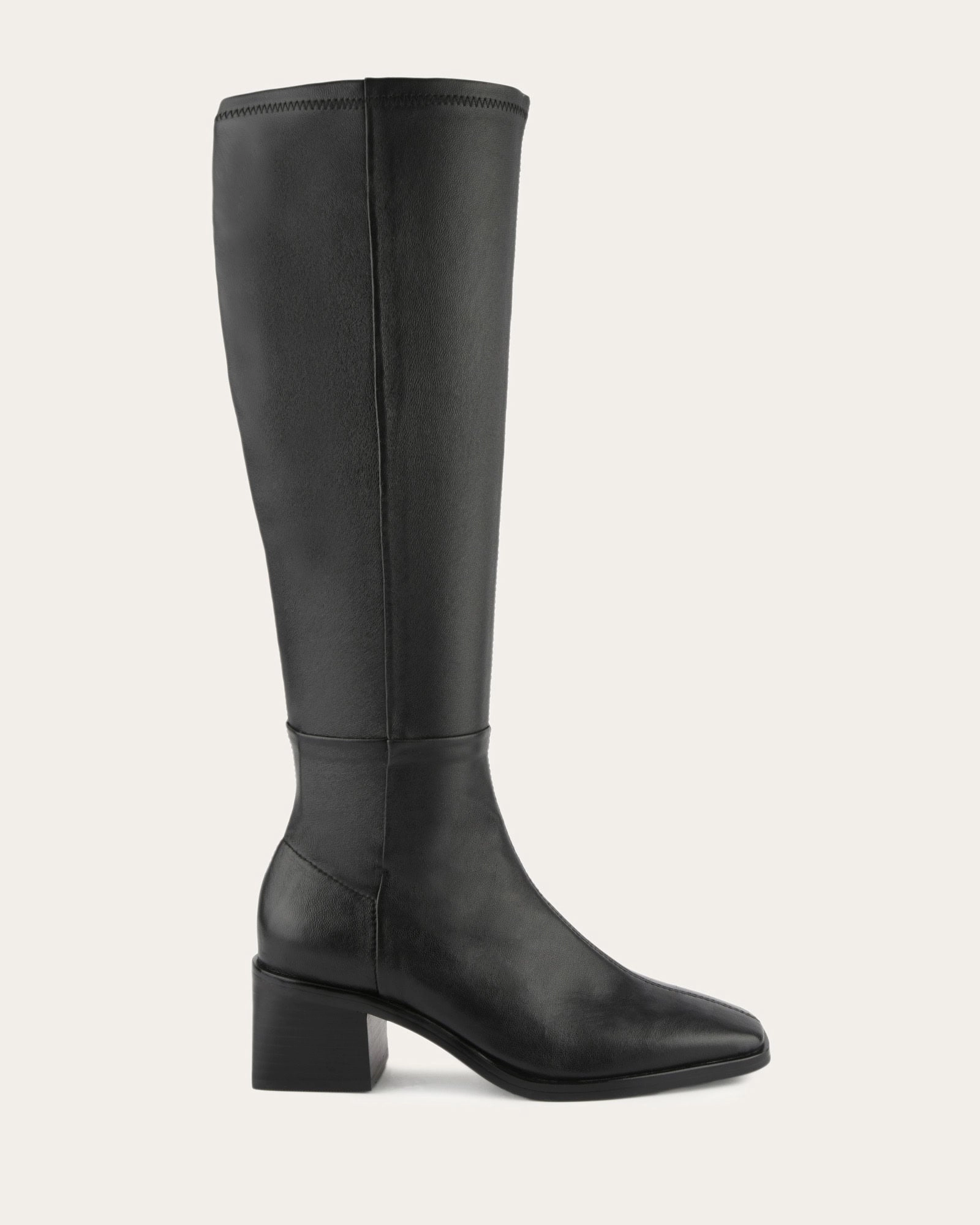 Essential Drop Refined To Go Queenie Knee Boots Black Leather