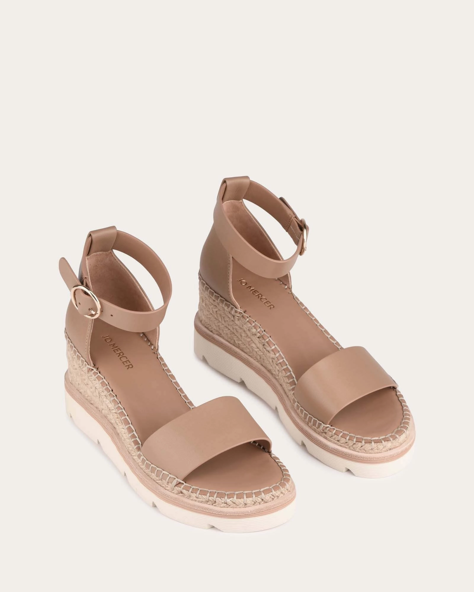 Kelly Mid Heel Wedges Tan Leather Streamlined Fit Curated City