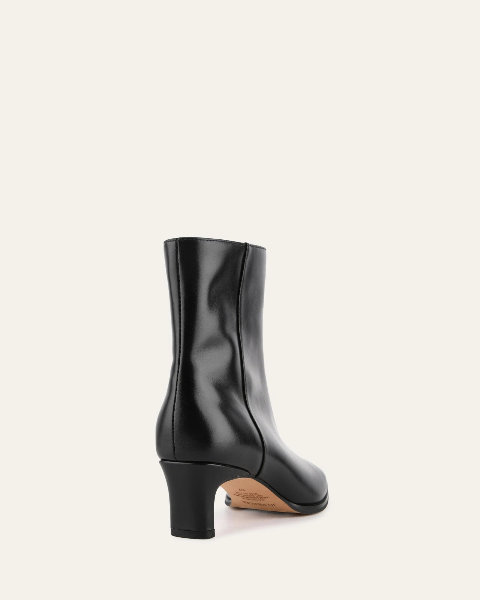Otis Mid Ankle Boots Black Leather Clean-Styled