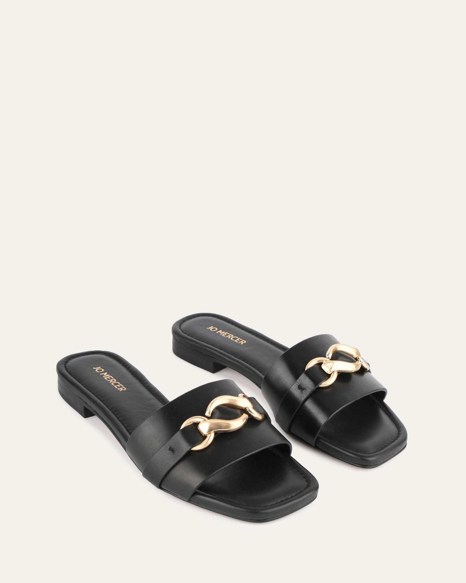 Pablo Flat Slide Black Leather Shaped For Flow Designed To Perform