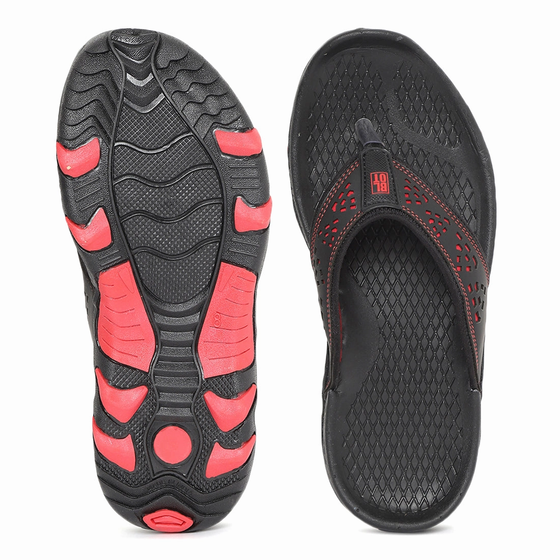 Versatile Soul Constant Vibe Paragon Black And Red Ultra-Durable Everyday Flip Flops For Men