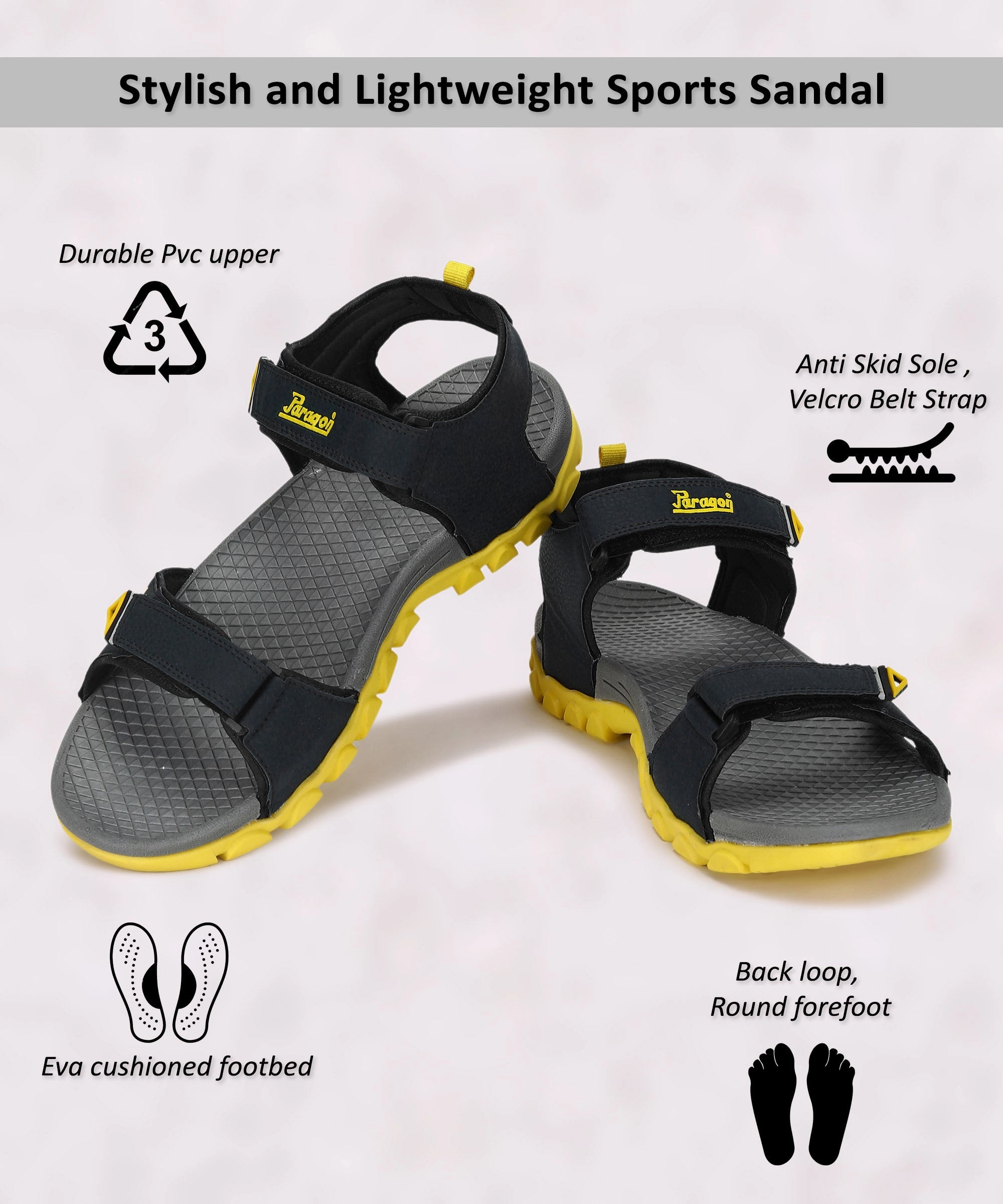 Paragon Blot K1424G Men Stylish Sandals | Comfortable Sandals For Daily Outdoor Use | Casual Formal Sandals With Cushioned Soles Modular Design