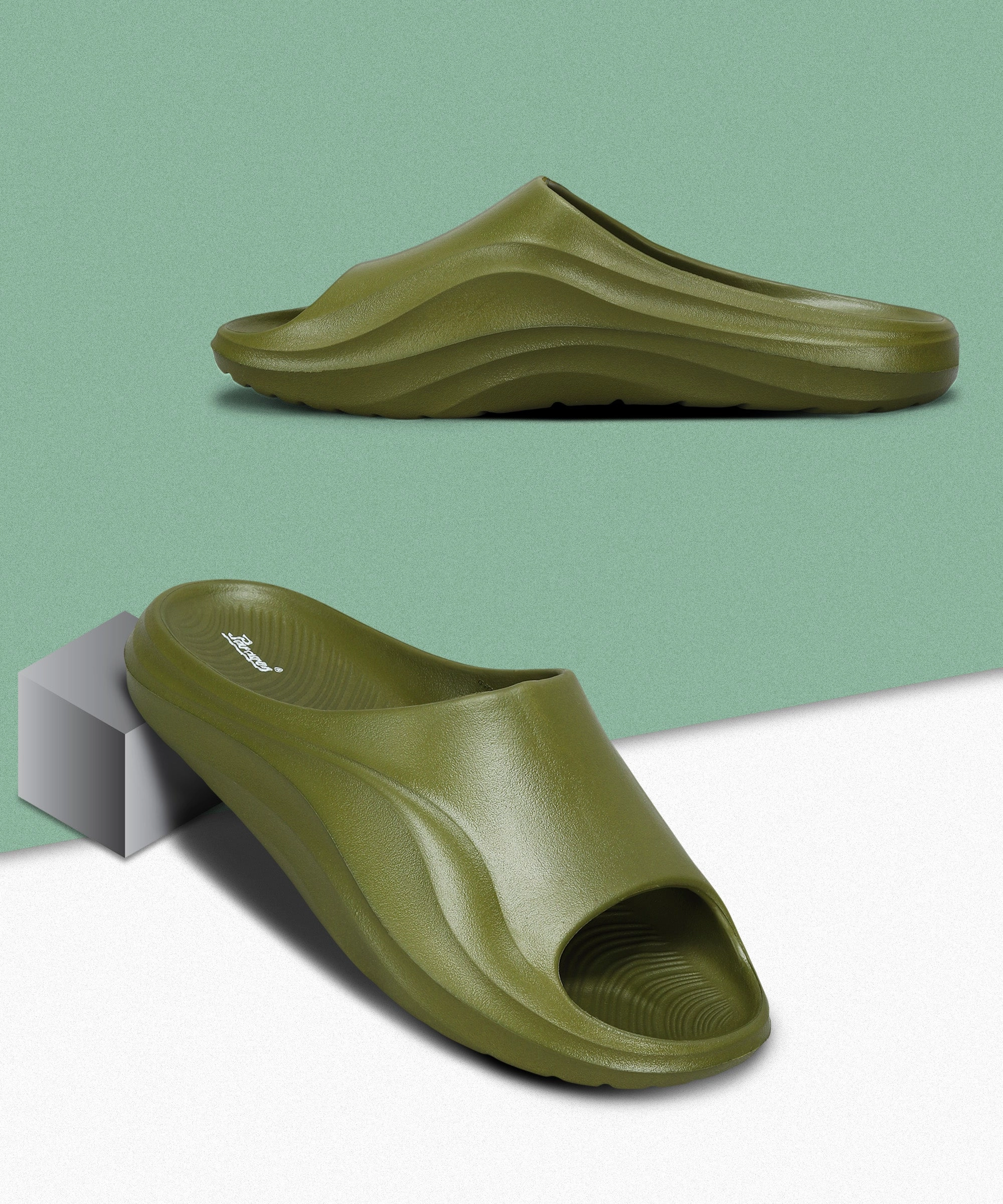Life-Ready Layers Your Flow Wear Paragon Evk10926G Men'S Waterproof Green Sliders With Comfortable Sole