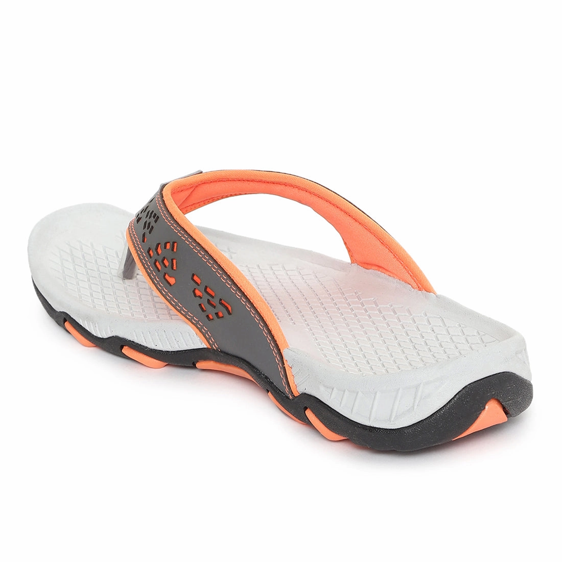 Paragon Grey And Orange Ultra-Durable Everyday Flip Flops For Men Bold In Simplicity All-Day Rhythm