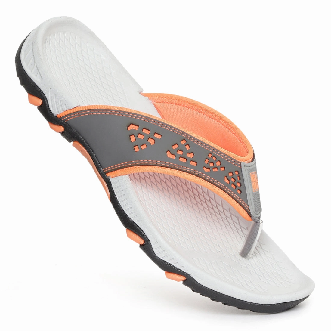 Chill-Crafted Movement Reimagined Paragon Grey And Orange Ultra-Durable Everyday Flip Flops For Men