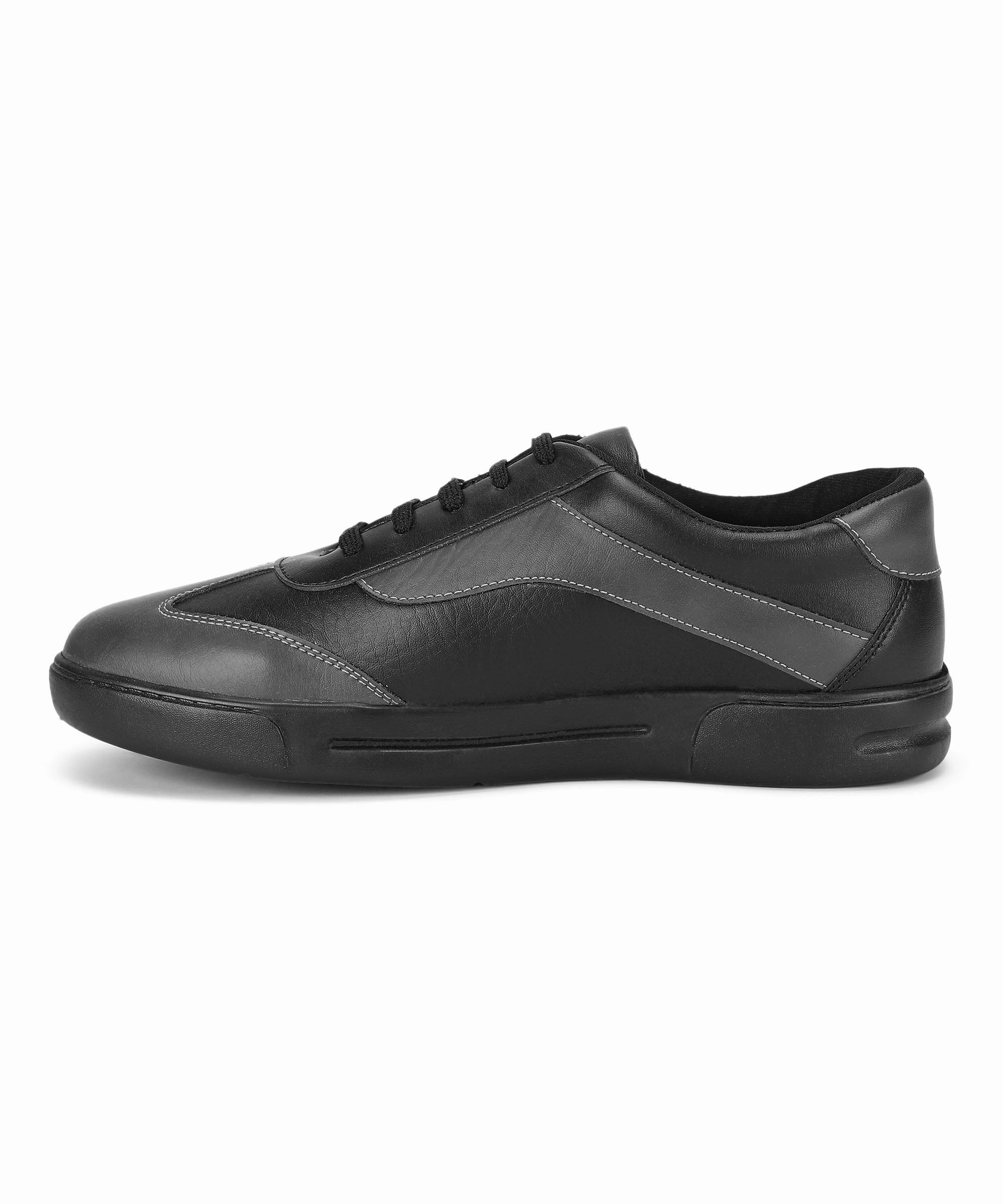 Paragon K1012G Men Casual Shoes | Stylish Walking Outdoor Shoes For Everyday Wear | Smart & Trendy Design  | Comfortable Cushioned Soles Black-Dark Grey Optimized Form Intentional Vibe
