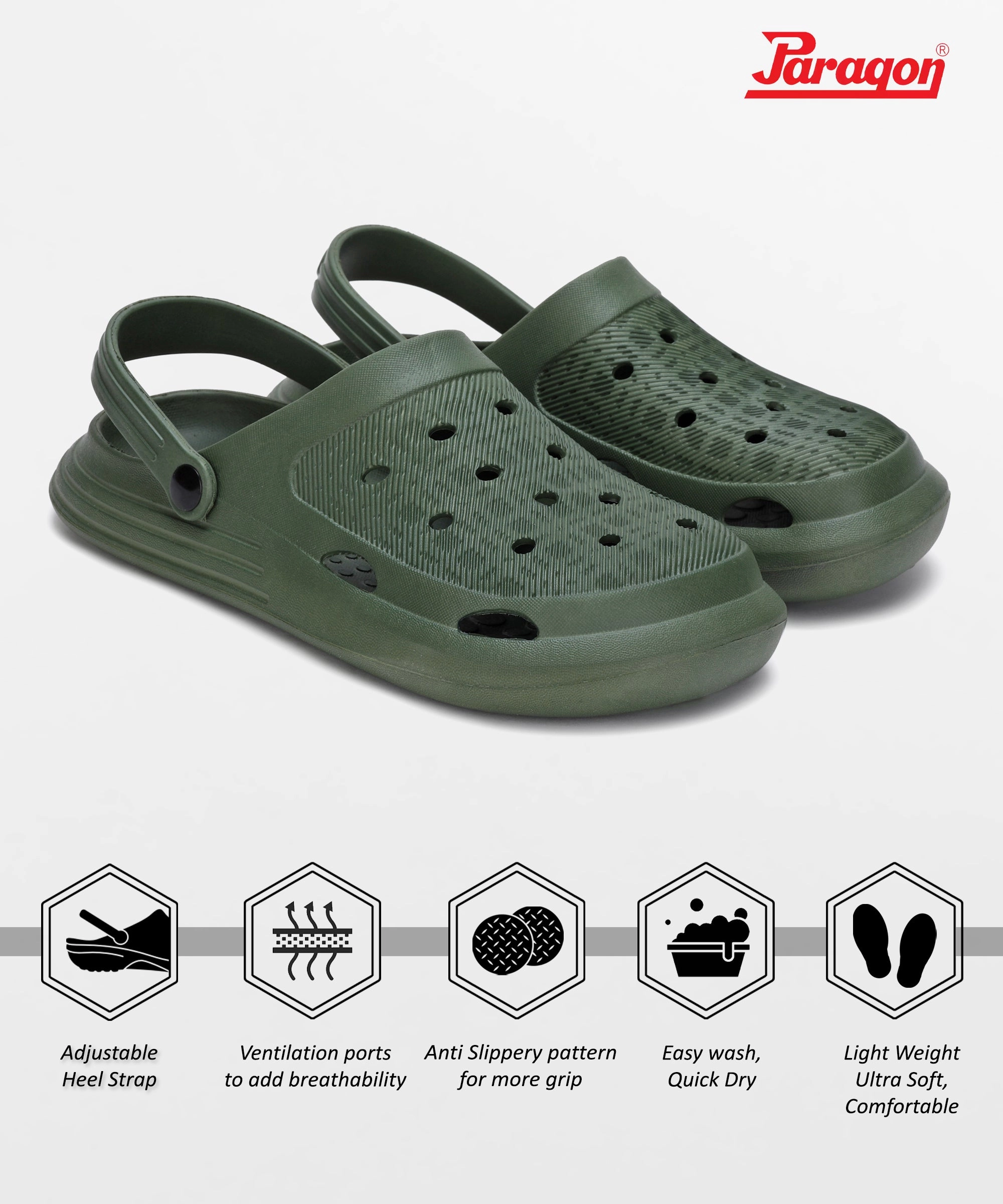 Paragon  K10915G Men Casual Clogs | Stylish, Durable | Casual & Comfortable | For Everyday Use Live Refined