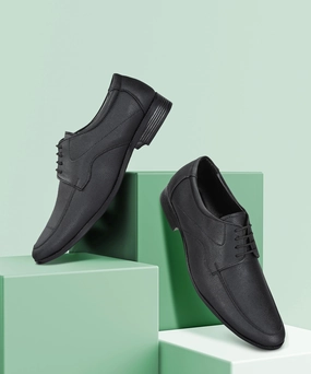 Forward Pulse Paragon Men'S Black Formal Shoes With Laces| Durable & Sturdy For Outdoor Wear