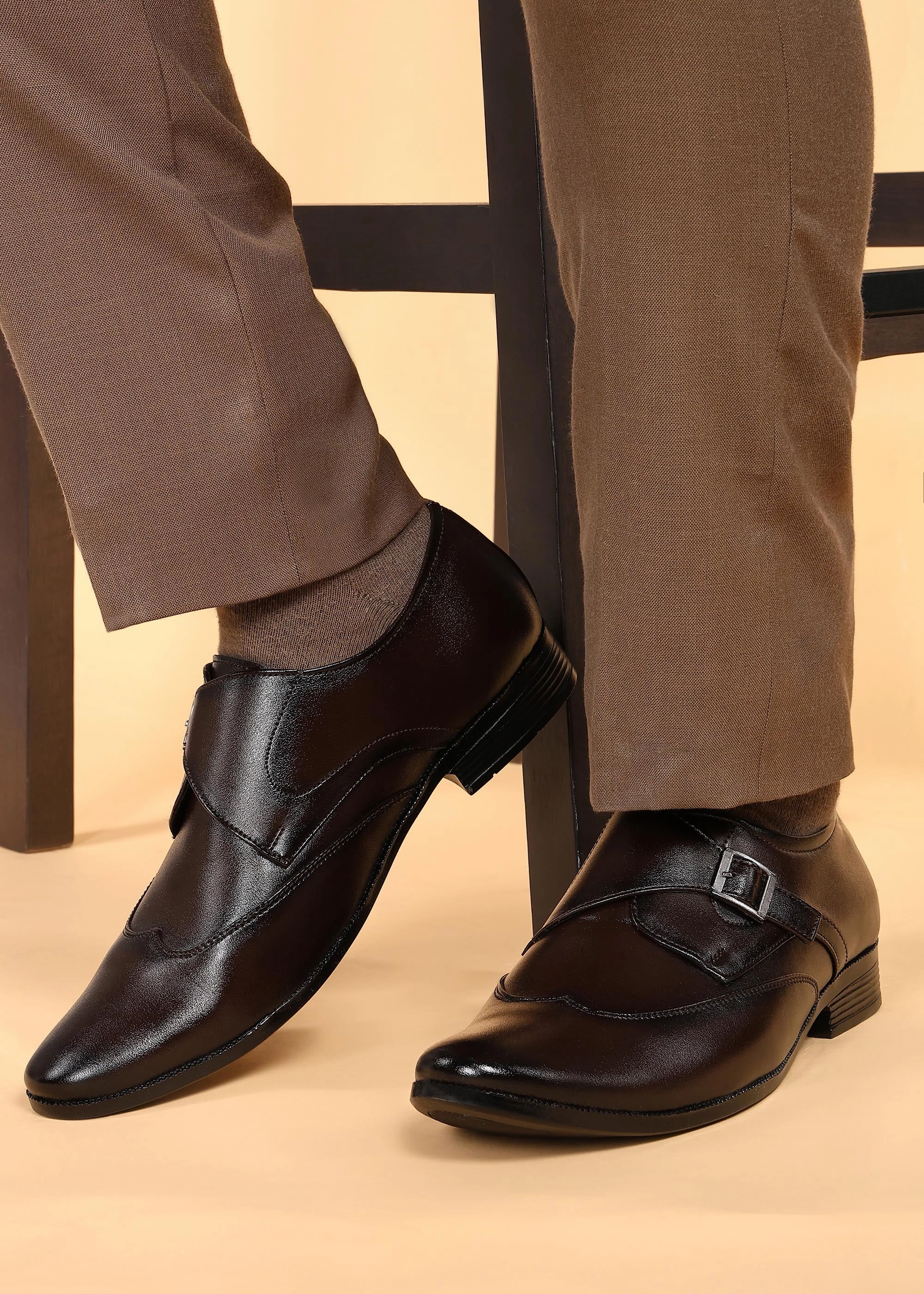 Paragon Men'S Brown Formal Shoes With Buckle| Durable & Sturdy For Outdoor Wear Layered Motion Uncomplicated Gear