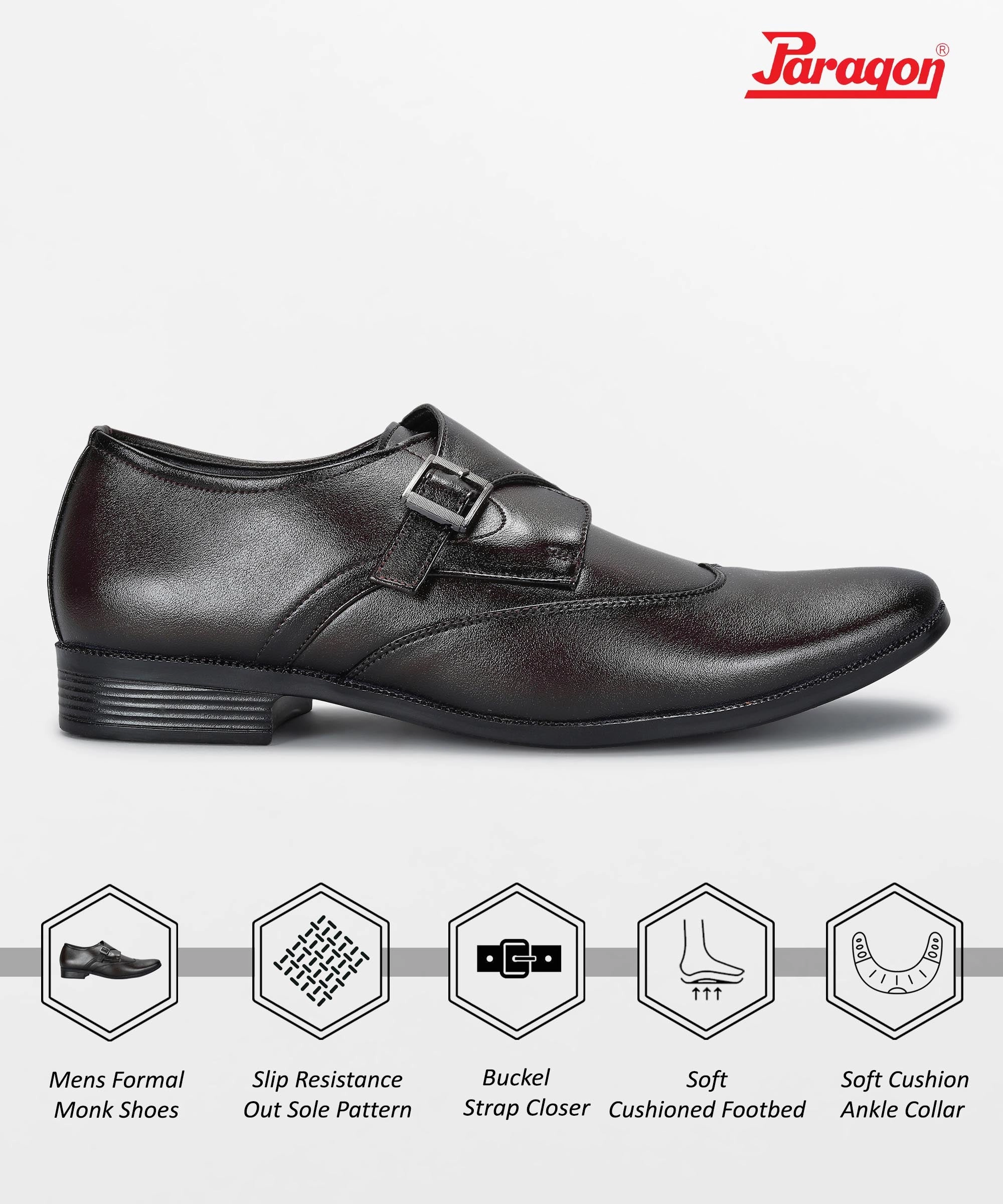 Paragon Men'S Brown Formal Shoes With Buckle| Durable & Sturdy For Outdoor Wear Next-Gen Vibe