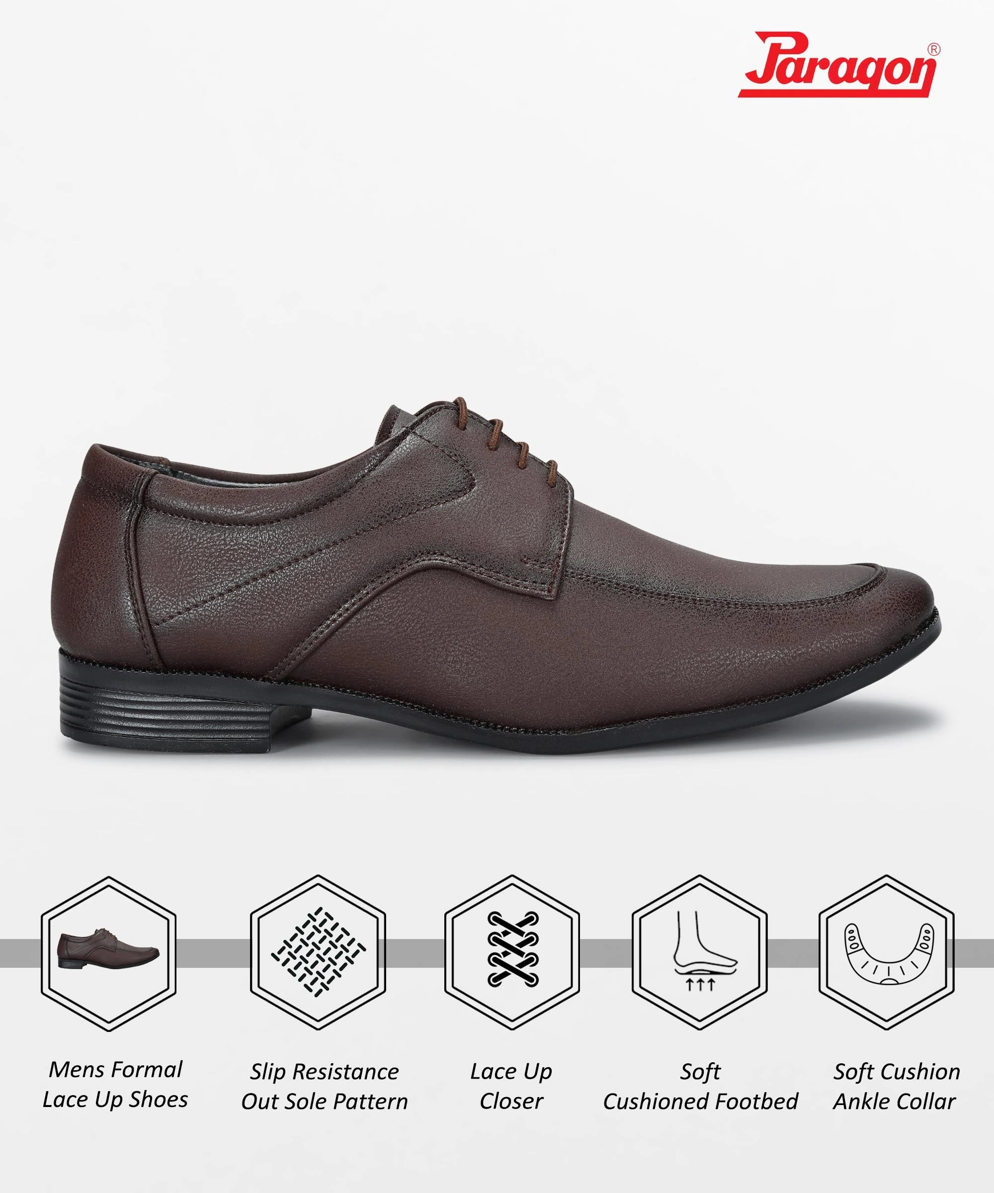 Paragon Men'S Brown Formal Shoes With Laces| Durable & Sturdy For Outdoor Wear Integrated Lifestyle Future-Ready Fit