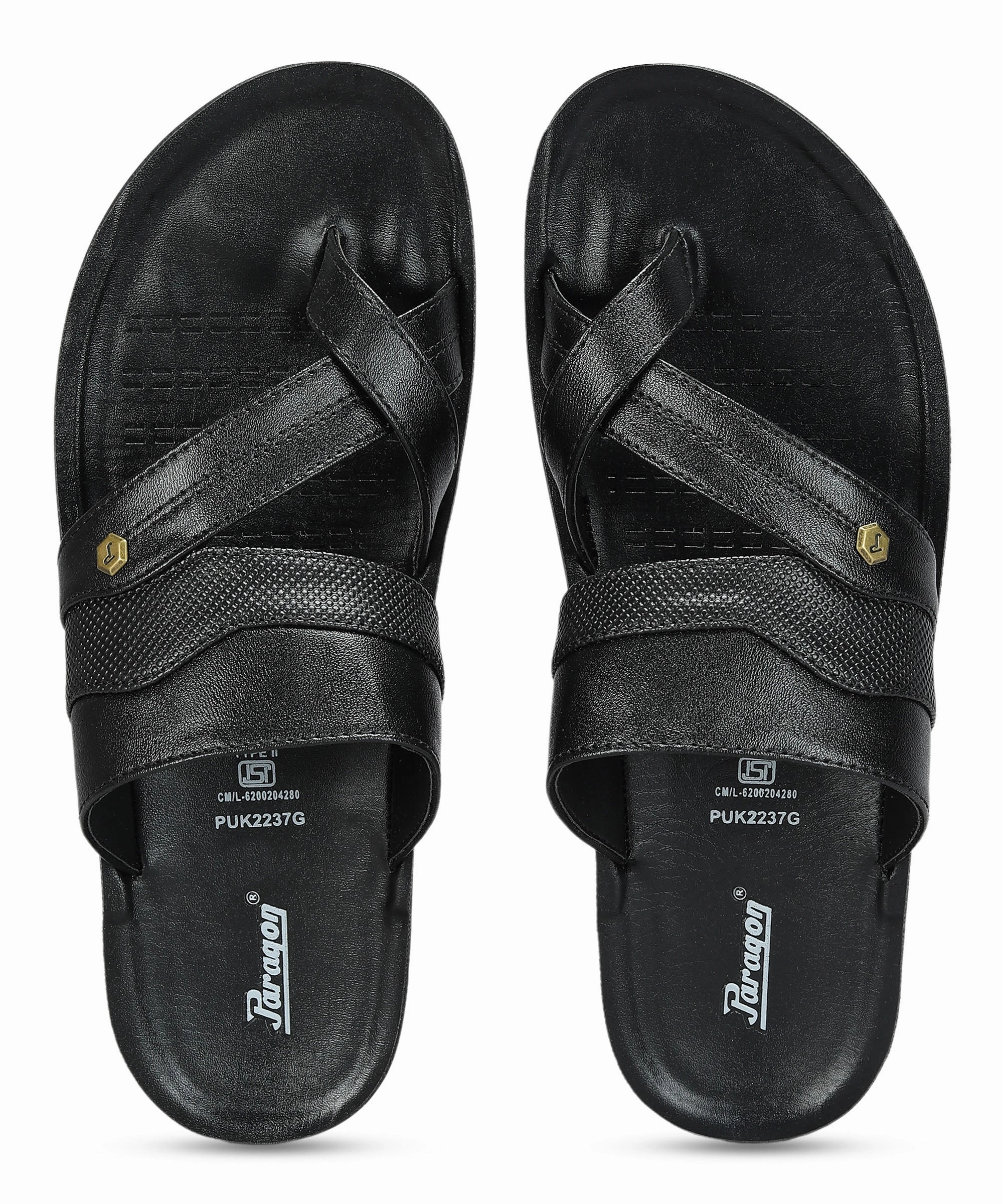 Paragon Men'S Slip-On Black Sandals For Men | Comfortable Sole & Durable Movement Readywear