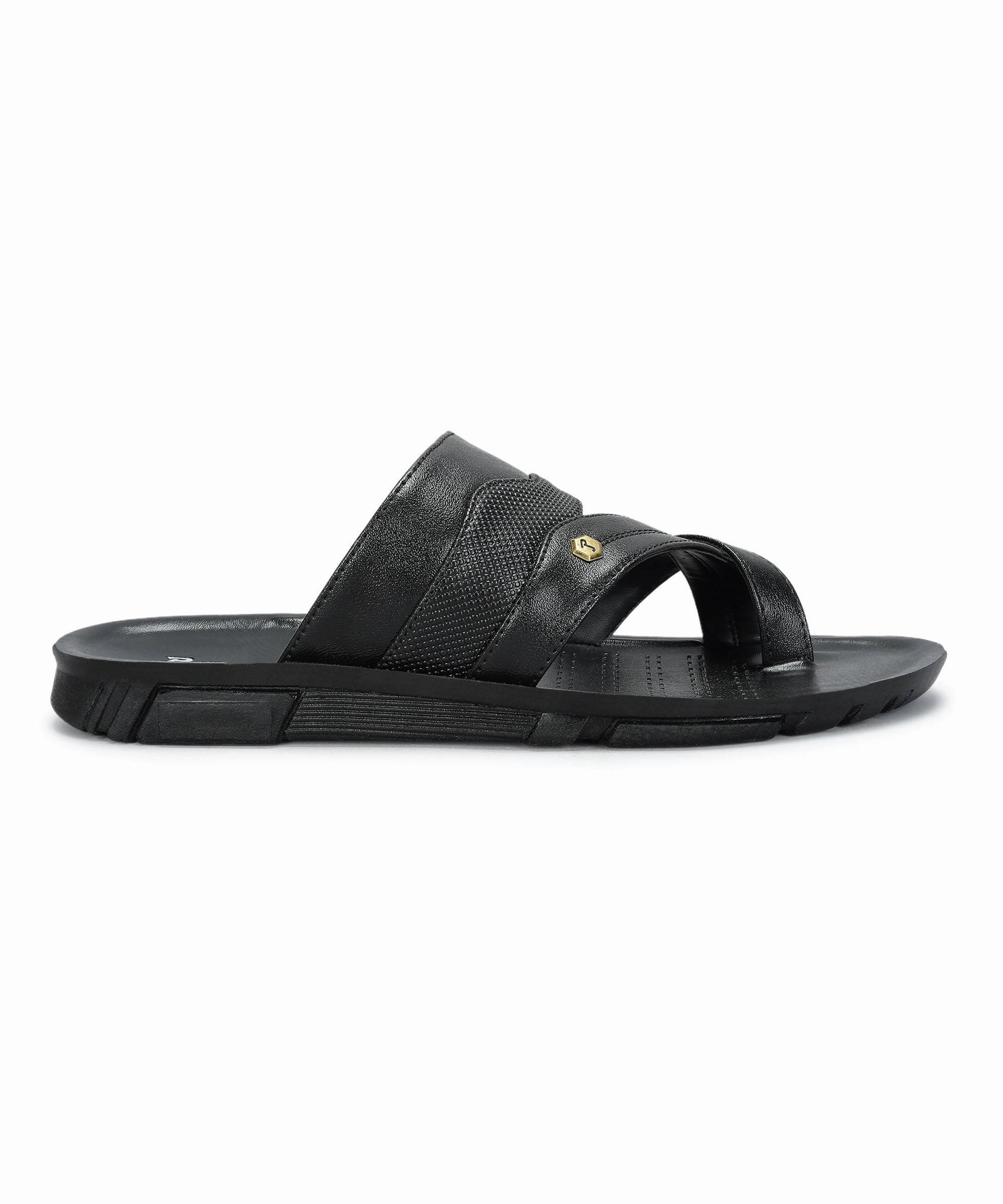 Paragon Men'S Slip-On Black Sandals For Men | Comfortable Sole & Durable Street-Ready Clean Movement