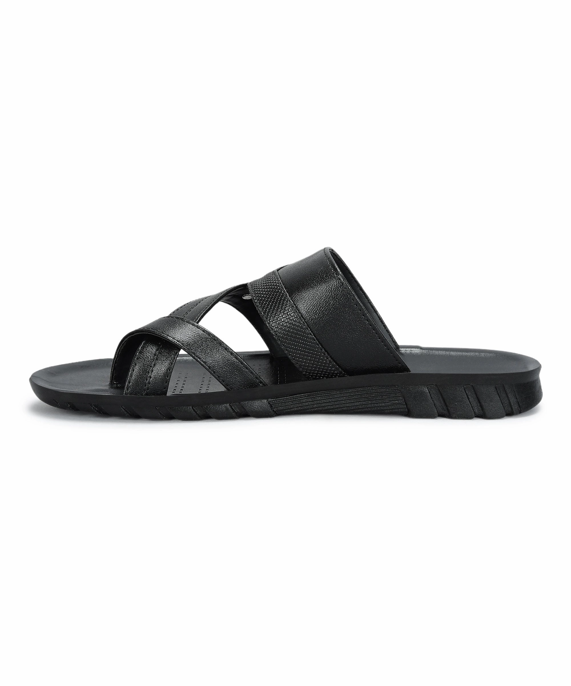 Modular Design Future-Ready Fit Paragon Men'S Slip-On Black Sandals For Men | Comfortable Sole & Durable