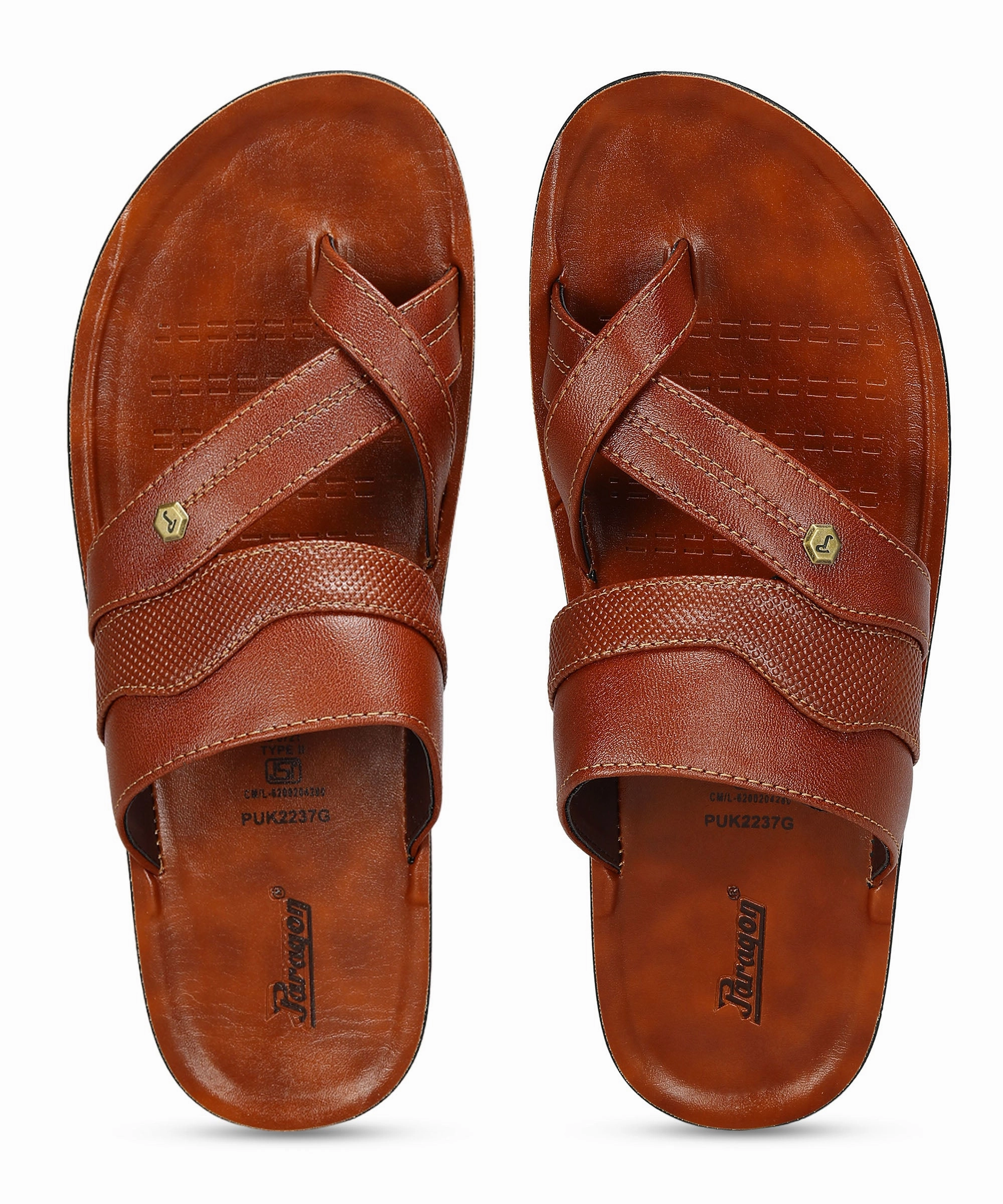 Paragon Men'S Slip-On Tan Sandals For Men | Comfortable Sole & Durable Crafted In Flow Balanced Design