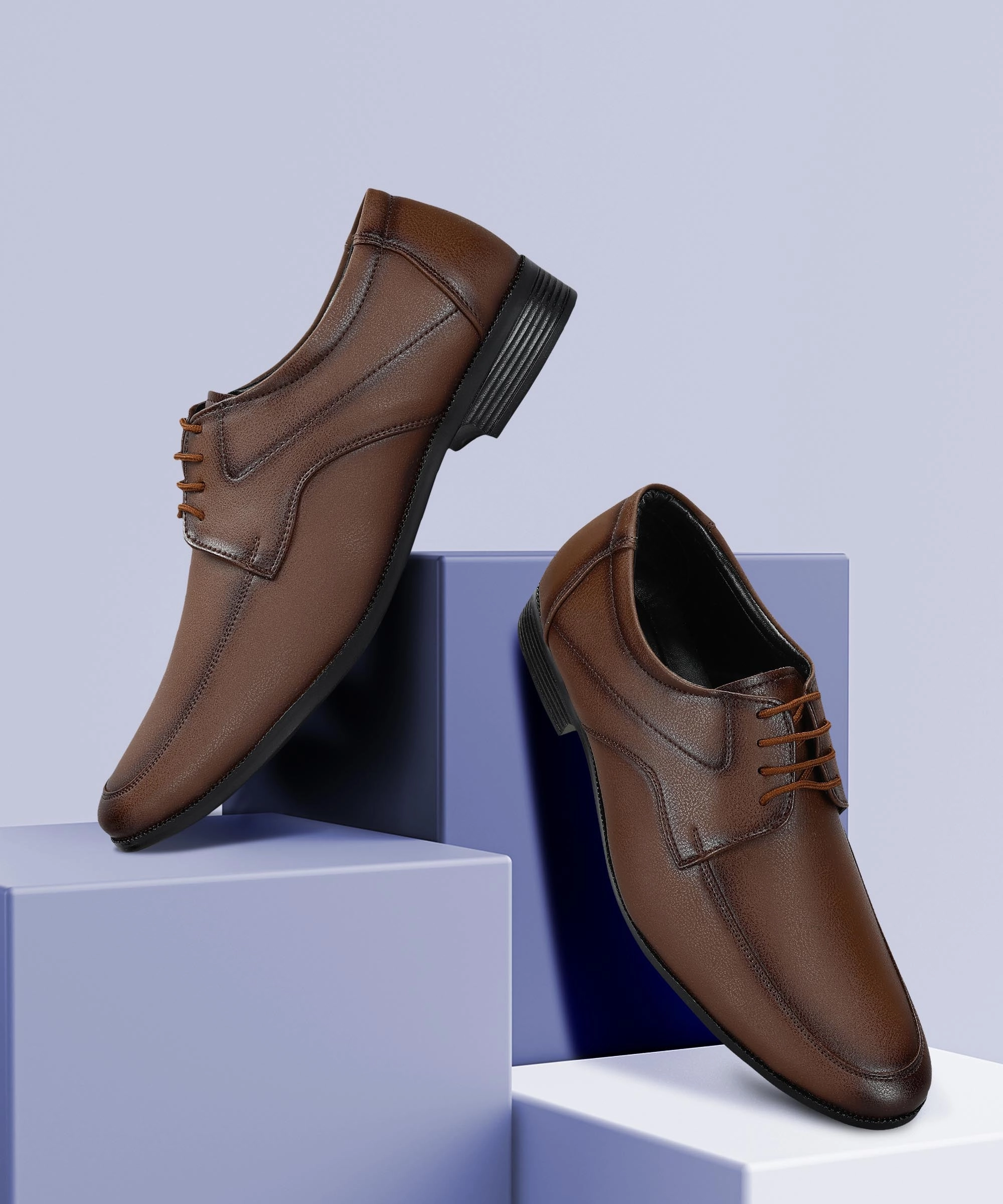 Paragon Men'S Tan Formal Shoes With Laces| Durable & Sturdy For Outdoor Wear Future-Form Elevated Gear