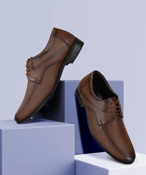 Paragon Men'S Tan Formal Shoes With Laces| Durable & Sturdy For Outdoor Wear Future-Form Elevated Gear
