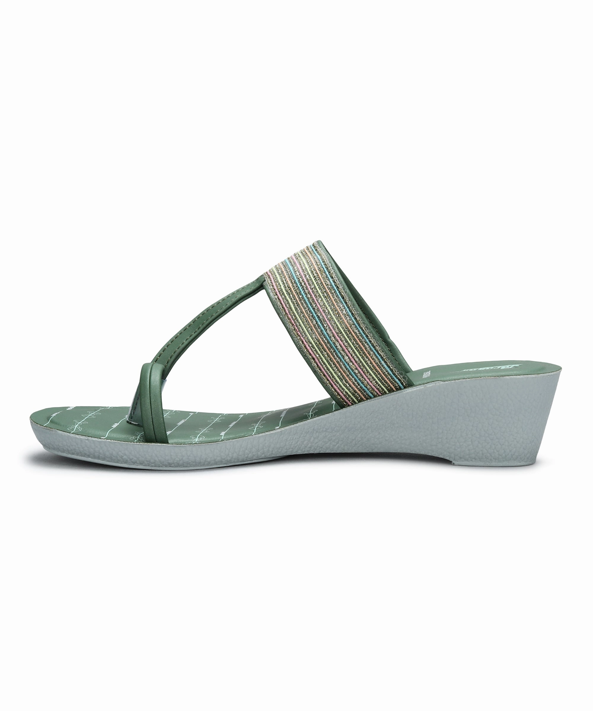 Paragon Women'S Green Wedge Sandals With Cushioned Sole And Sturdy Construction For Everyday Use Future-Light Dynamic Essentials