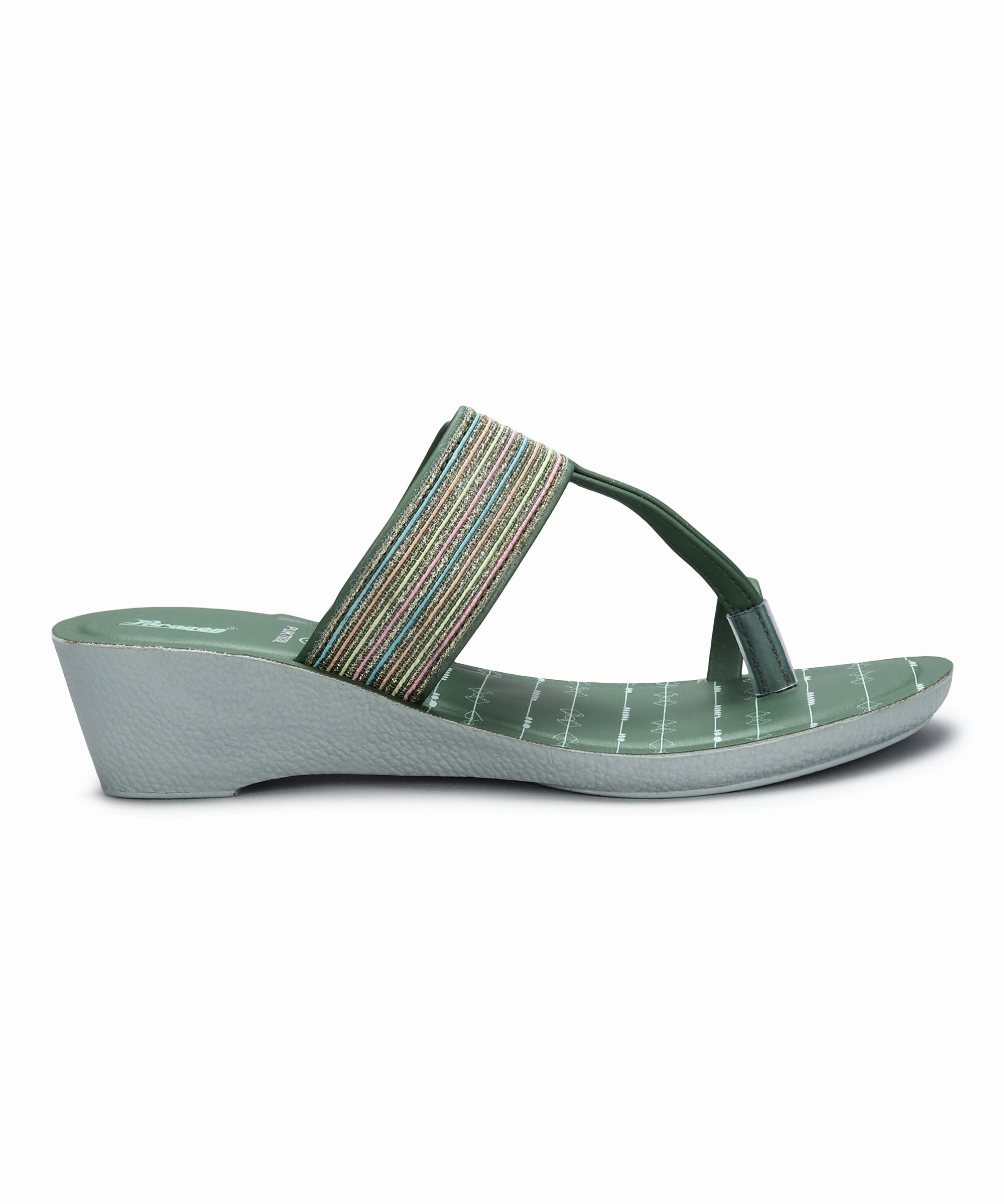 Adapt Your Pace Ease Daily Paragon Women'S Green Wedge Sandals With Cushioned Sole And Sturdy Construction For Everyday Use