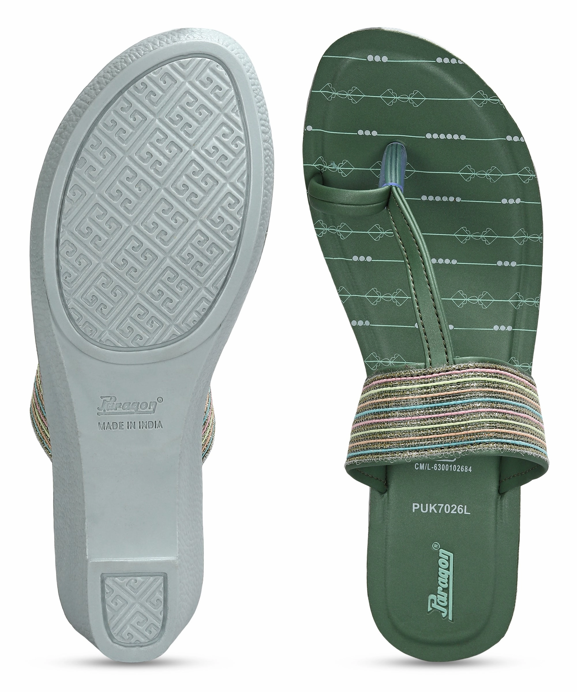 Paragon Women'S Green Wedge Sandals With Cushioned Sole And Sturdy Construction For Everyday Use Cool And Essential Cool And Clean