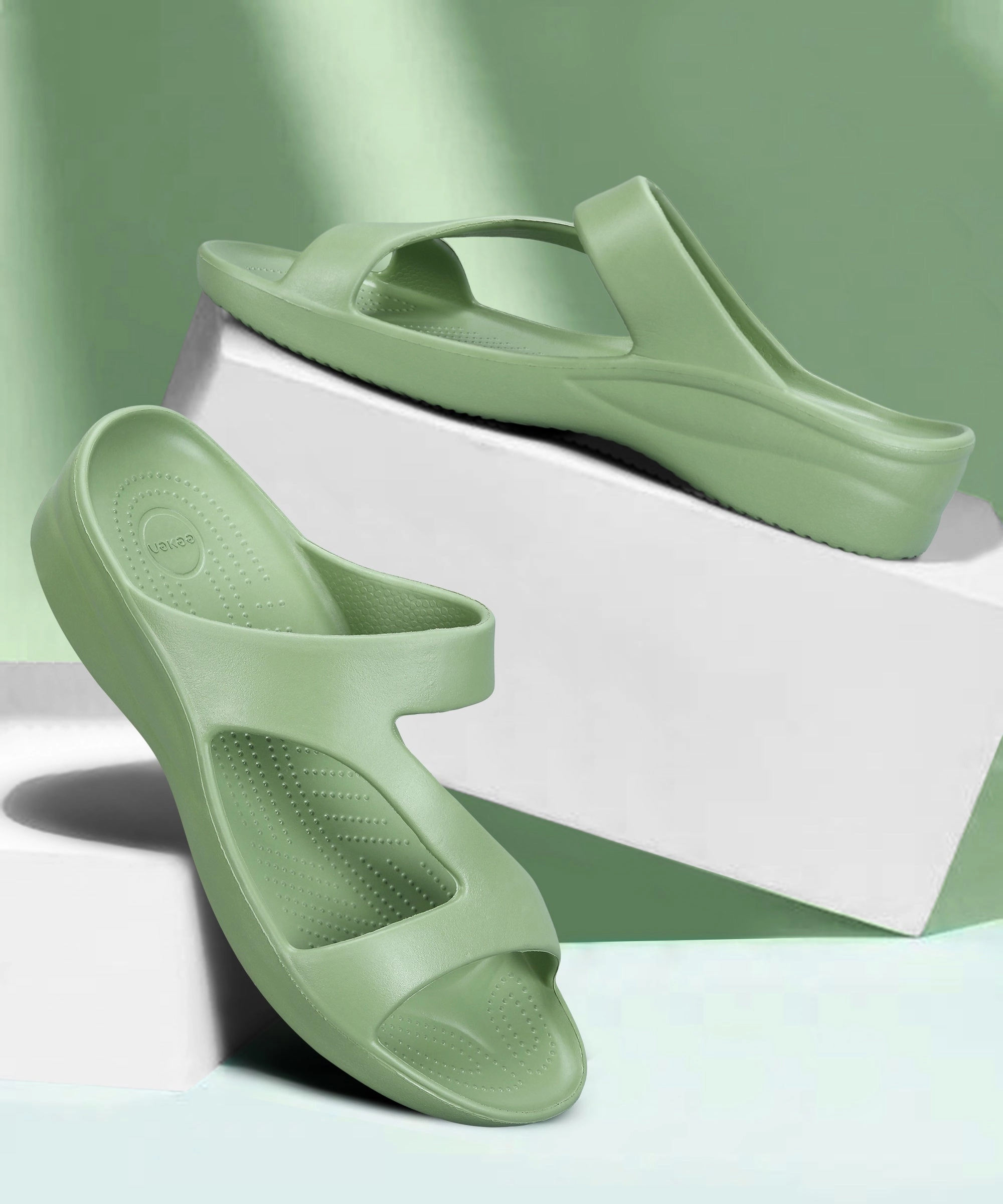 Urban Clarity Wear Paragon Women'S Lightweight, Washable And Durable Green Slippers For Everyday Use