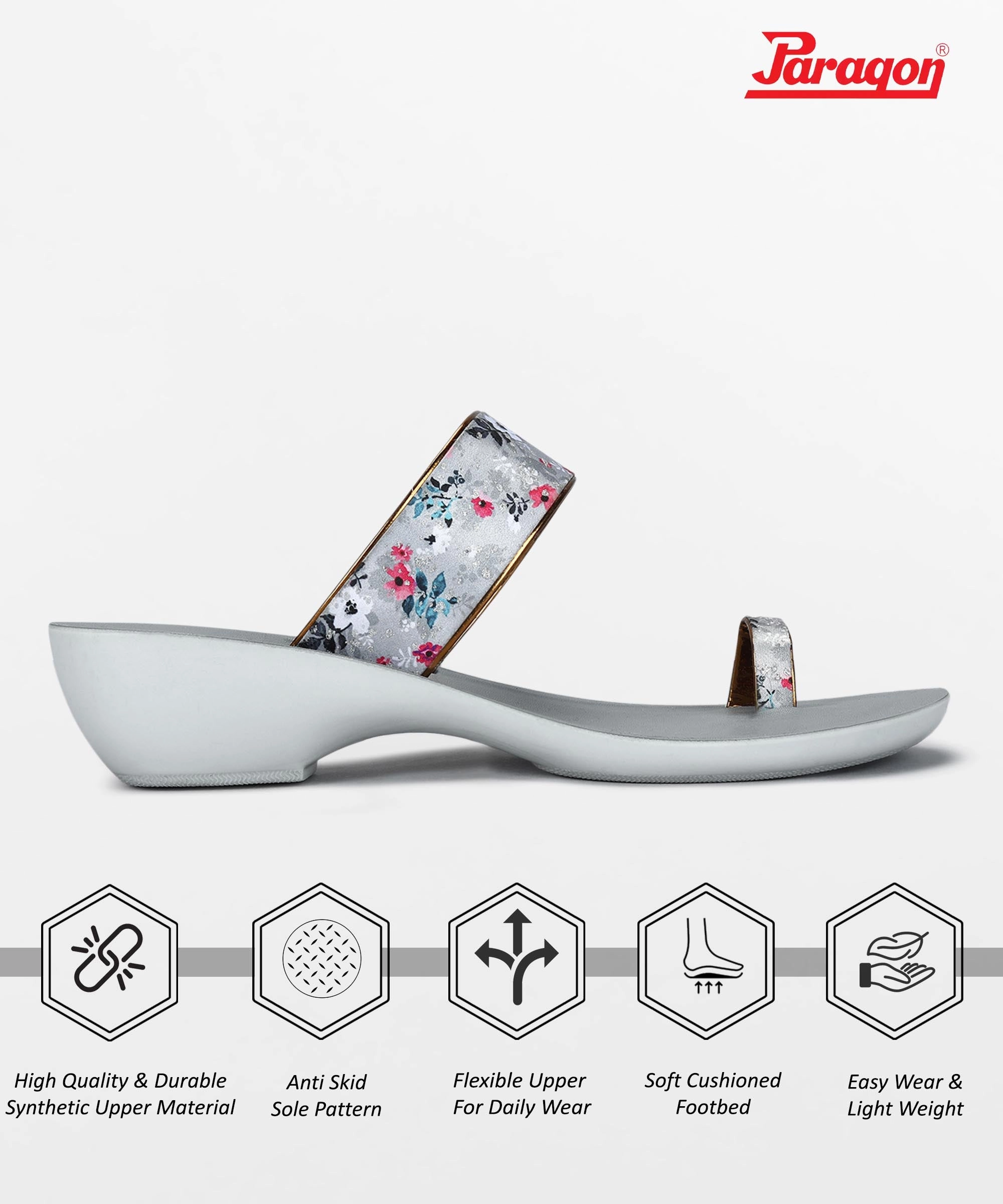 Paragon Women'S Slip On Flat Grey Sandals | Durable Dailywear Sandals Adaptable Pieces