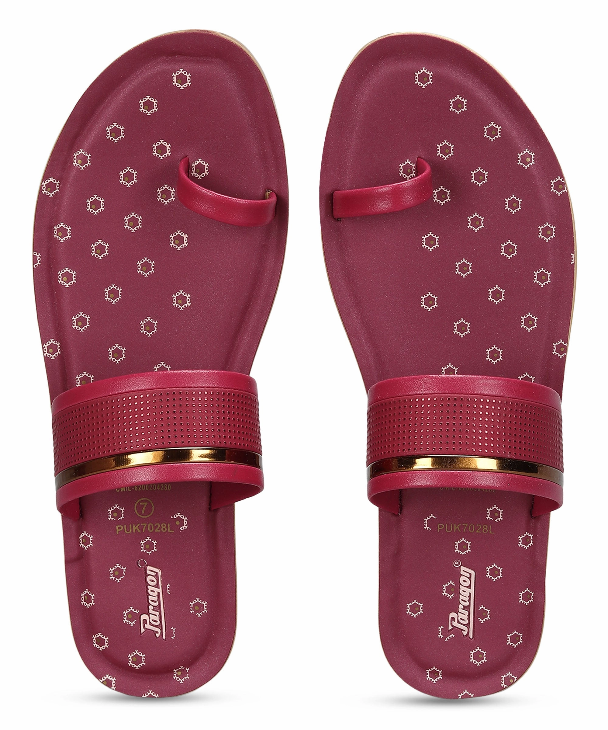 Paragon Women'S Slip On Flat Maroon Sandals | Durable Dailywear Sandals Cool Tones Easy Layering