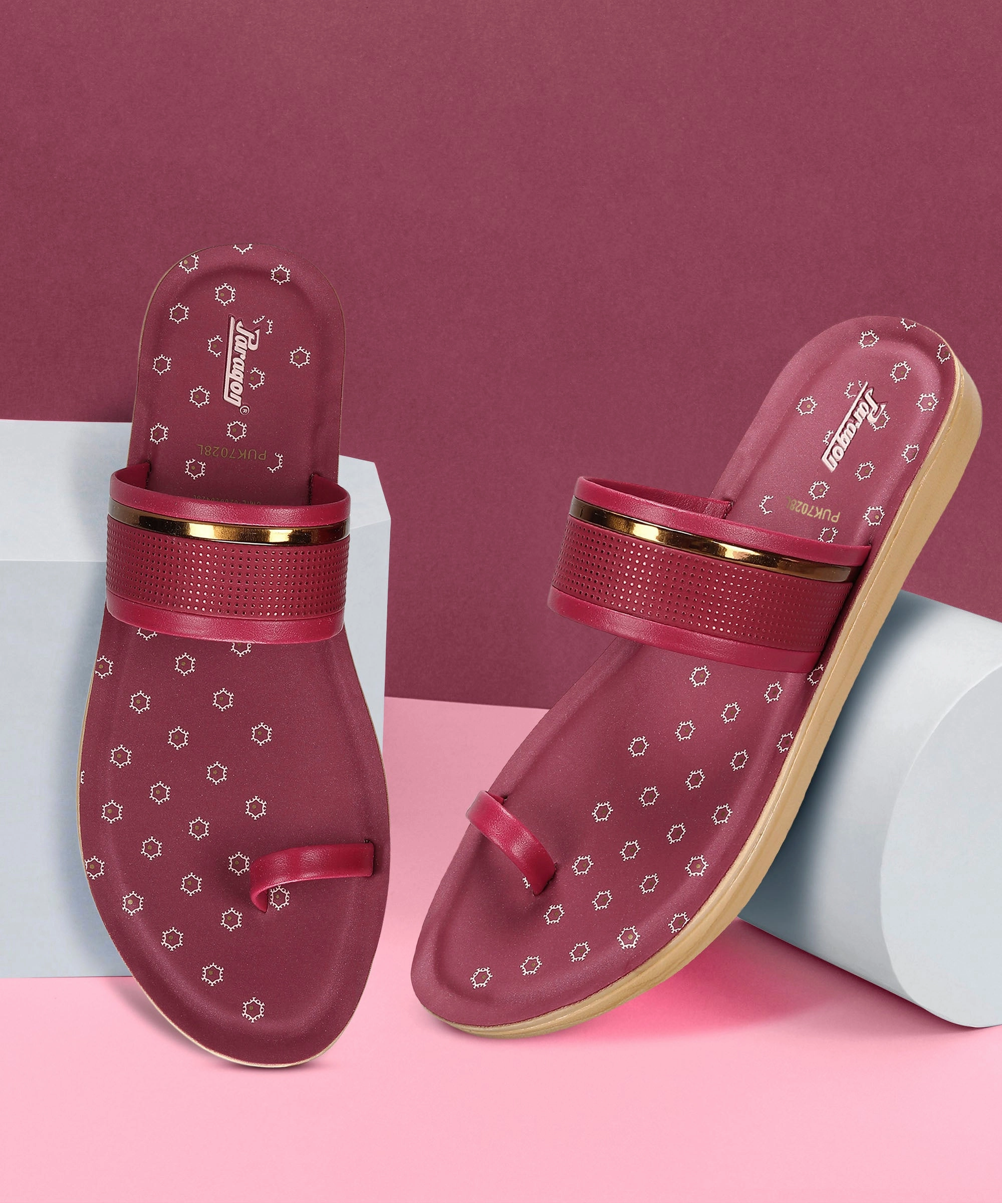 Bold Details Next-Gen Design Paragon Women'S Slip On Flat Maroon Sandals | Durable Dailywear Sandals