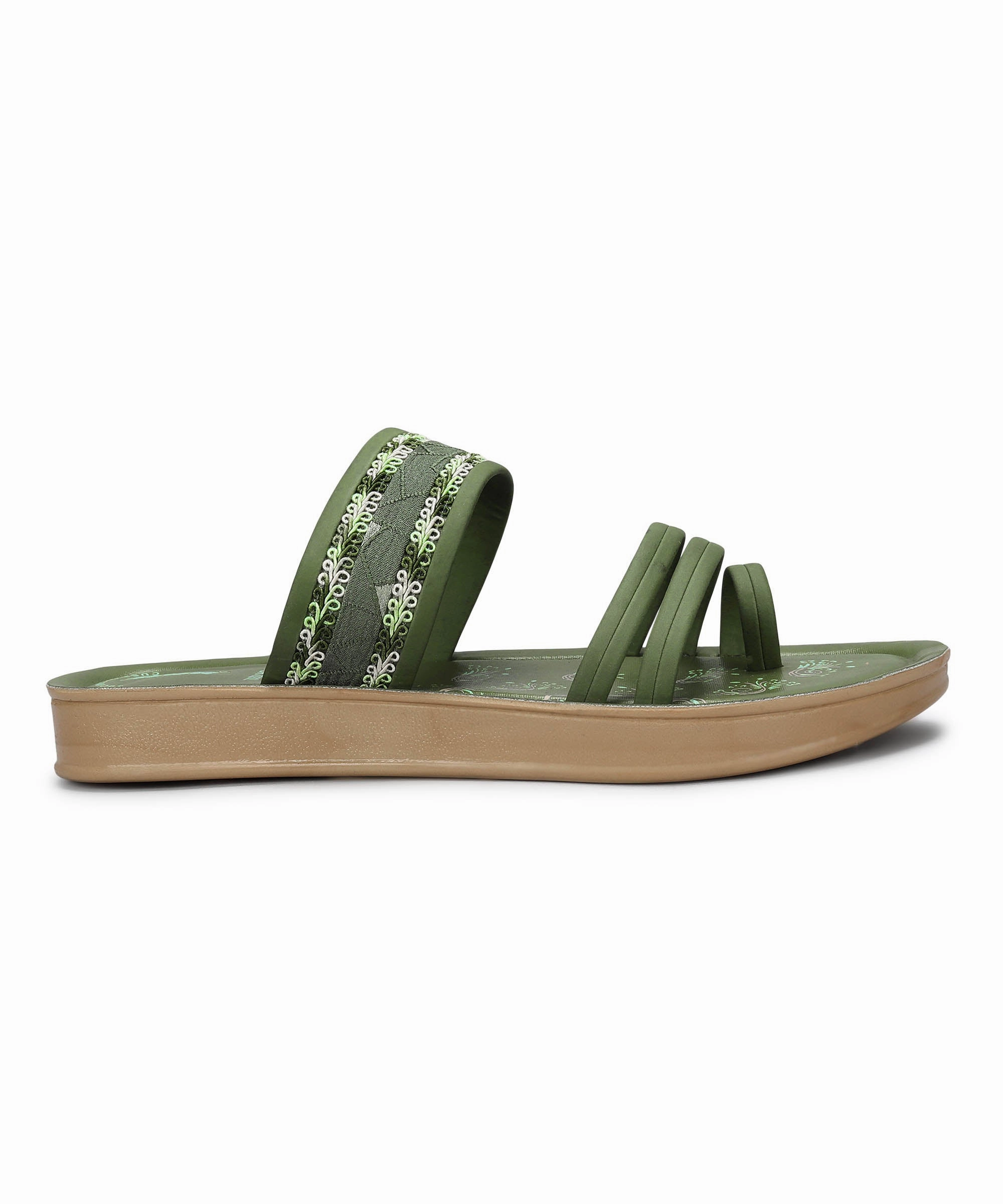 Constant Comfort Paragon Women'S Slip On Flat Pista Green Sandals | Durable Dailywear Sandals