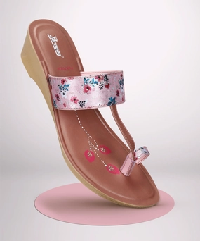 Designed For Presence Streamlined Look Paragon Women'S Slip On Wedges Peach Sandal | Durable Dailywear Sandals