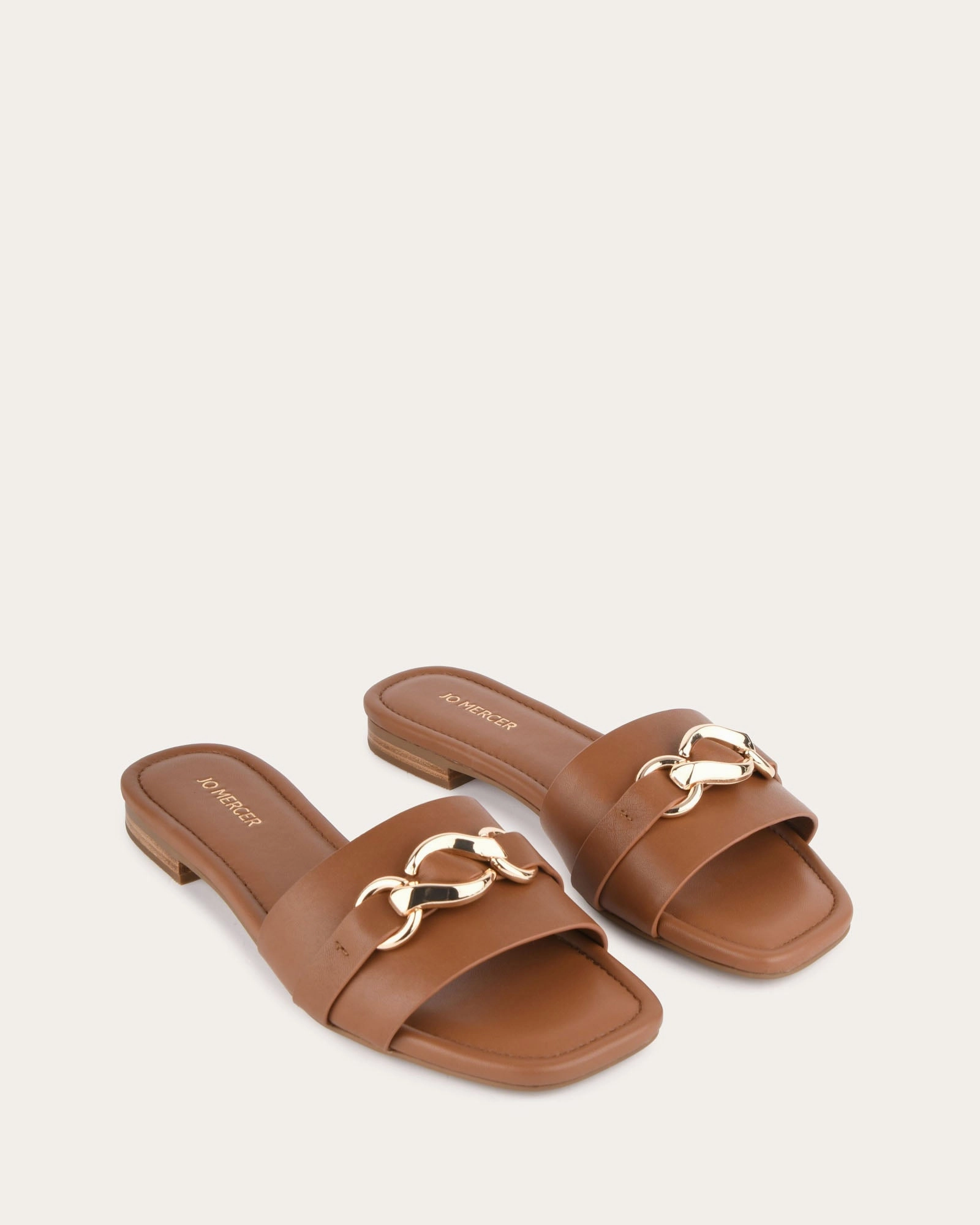 Pablo Flat Slide Dark Tan Leather Bold Looks Simplicity Rules
