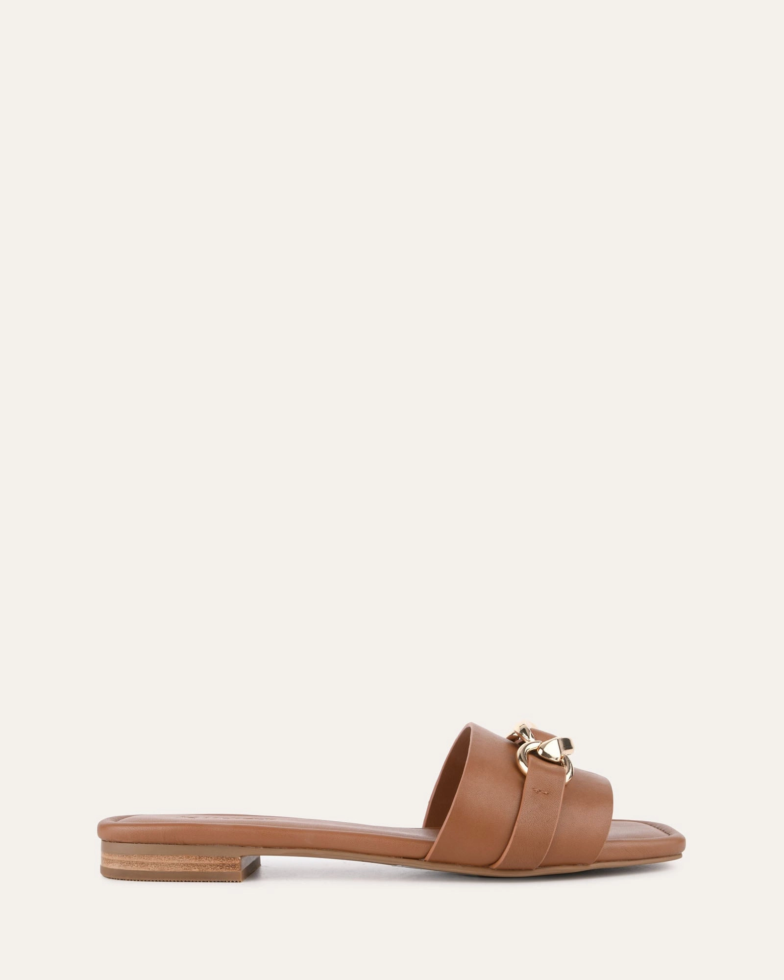 Less Is Bold Pablo Flat Slide Dark Tan Leather