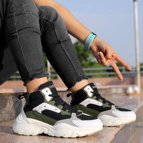 Bacca Bucci Nyra Mid-Top Platform Fashion Sneakers For Women | Streetwear Chunky Sneakers Bold Details