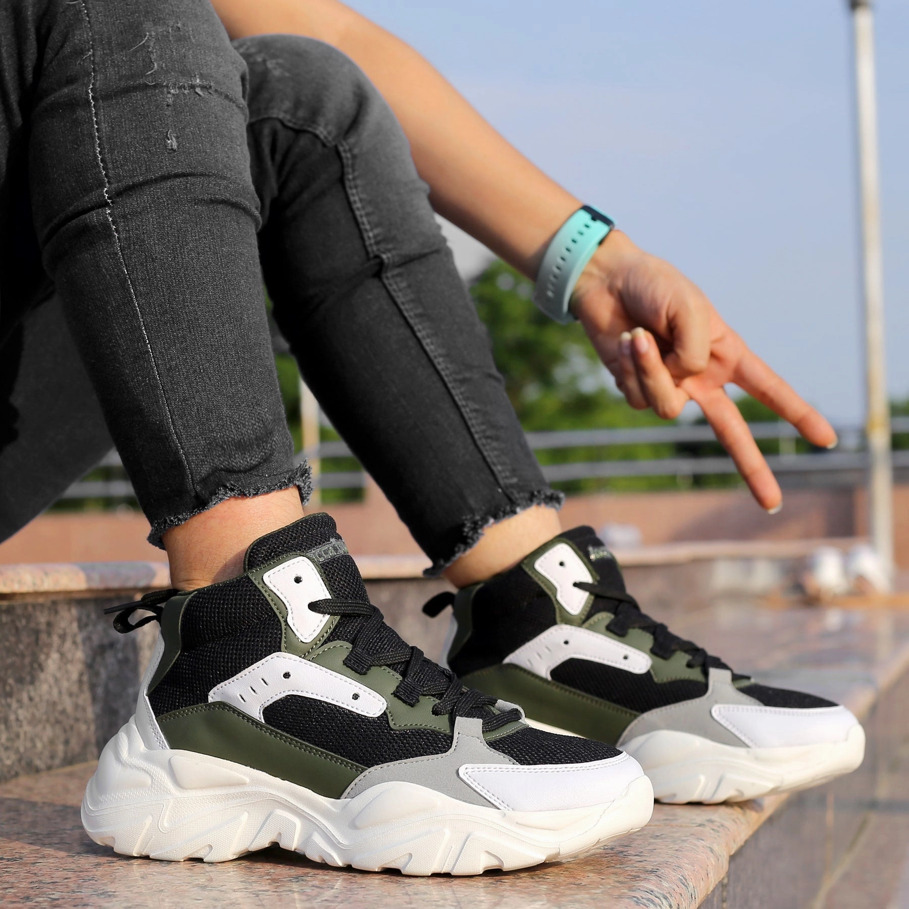 Bacca Bucci Nyra Mid-Top Platform Fashion Sneakers For Women | Streetwear Chunky Sneakers Bold Details