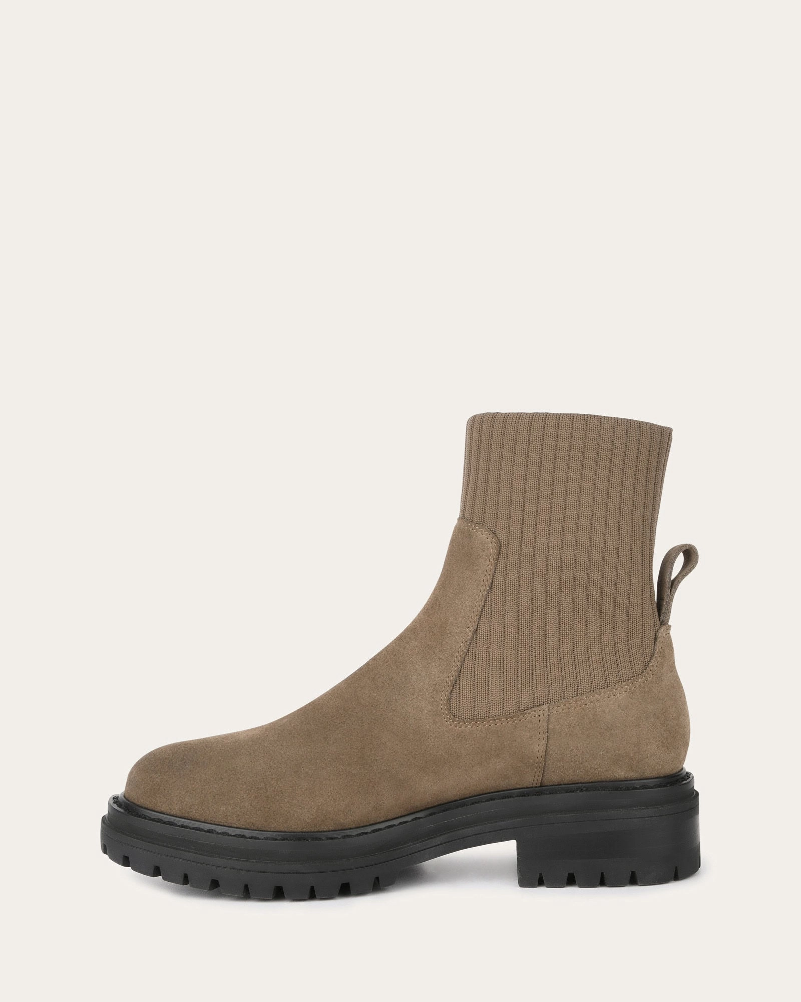Calm Aesthetic Modern Essentials Bertie Flat Ankle Boots Khaki Suede