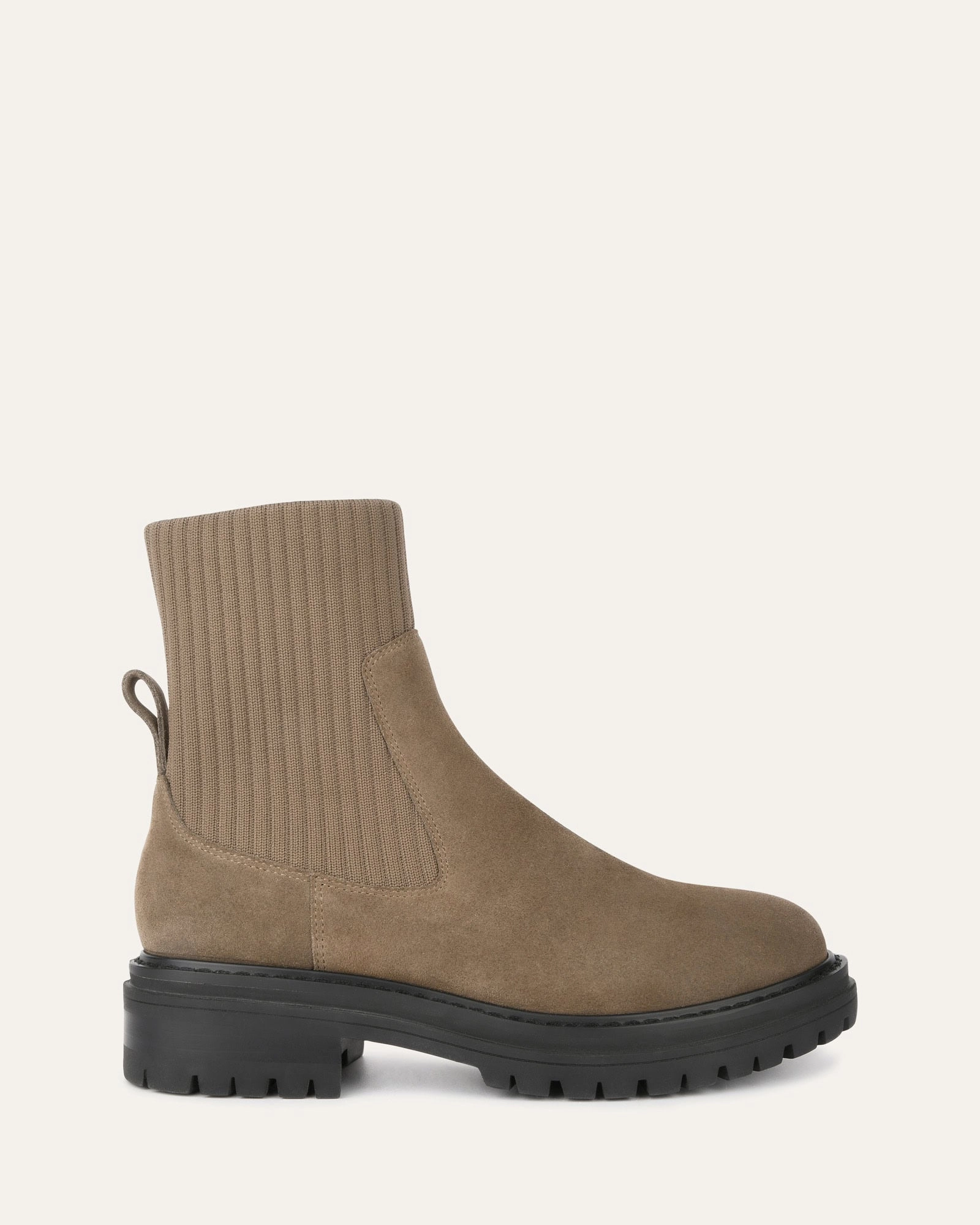 Ultra-Clean Style Bertie Flat Ankle Boots Khaki Suede